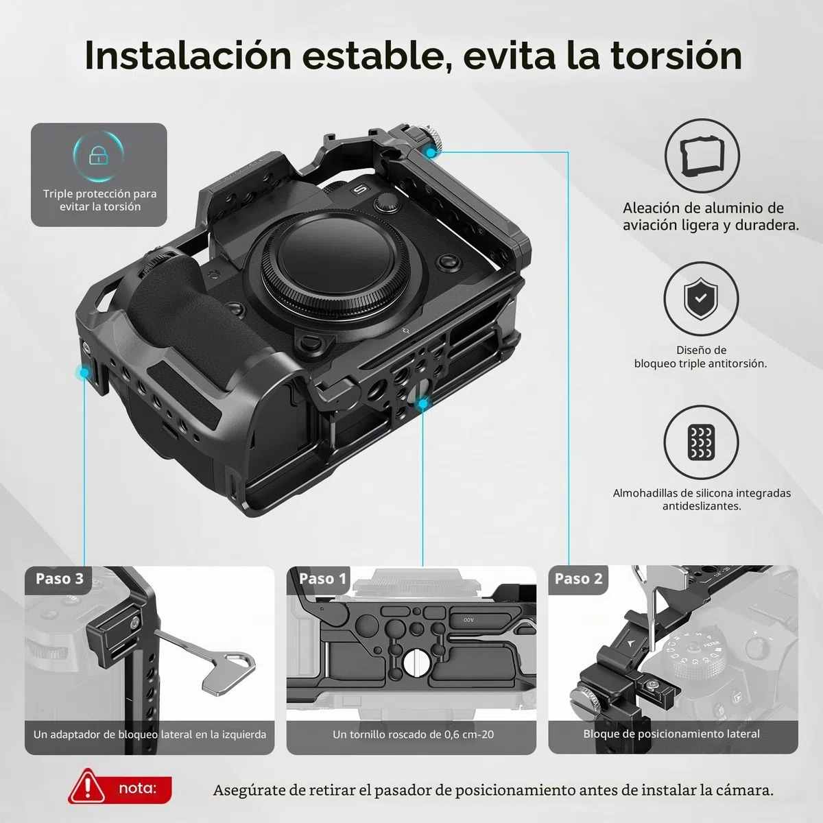 SMALLRIG X-H2 / X-H2S Camera Full Cage para FUJIFILM X-H2 / X-H2S, Equipo de Cámara para Hacer Videos de Aleación de Aluminio con Rails NATO, Placa de Liberación Rápida para Arca - 3934B