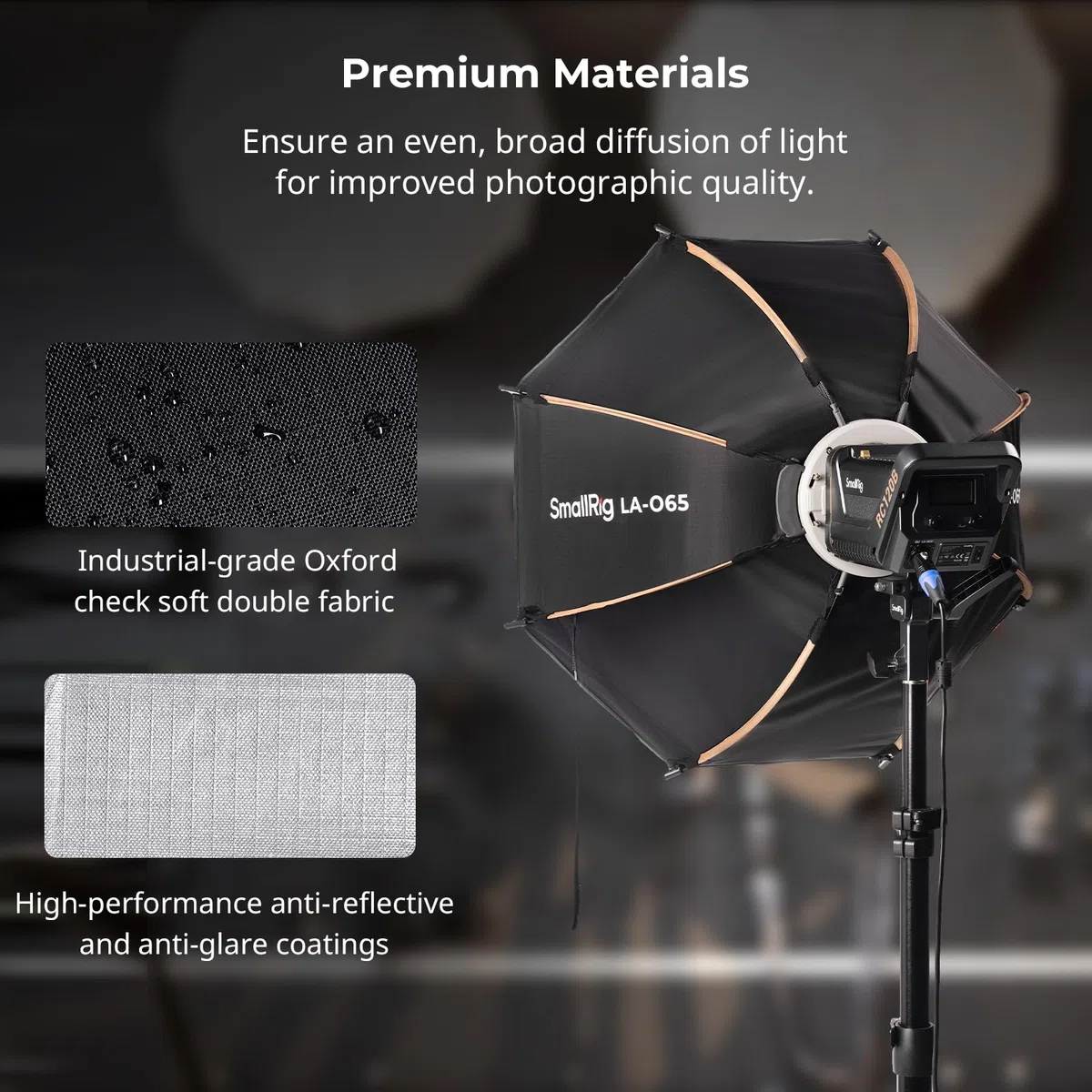 SMALLRIG Softbox Octogonal LA-O65, 65 cm/25,6 Pulgadas, con Liberación Rápida y Bolsa de Transporte, para Luces COB con Montura Bowens, para SmallRig, Neewer, Aputure y Godox - 4874