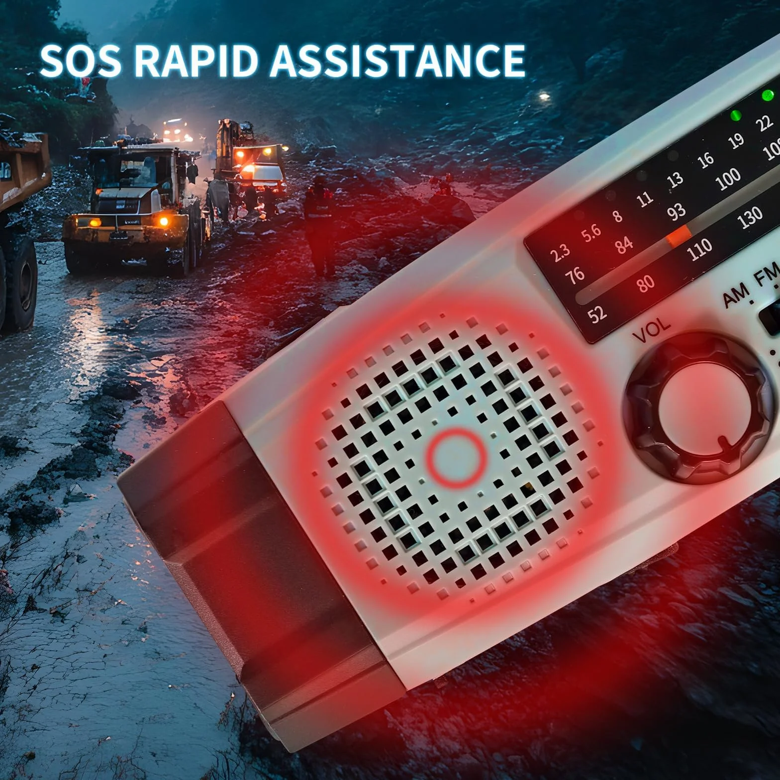 Radio Solar de Emergencia con Manivela, FM/AM/SW Portatil, Linterna LED 2000mAh Powerbank, SOS Alarma, IPX5