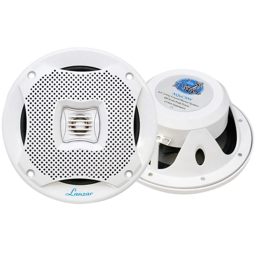 GK SOUND Kit Set para LANZAR AQ6CXW 2 Altavoces Blancos de 2 vías 200 vatios rms 400 vatios máx 19,5 cm 6,5" Camper mar Piscina Barco Restaurante Hotel Impermeable, el par