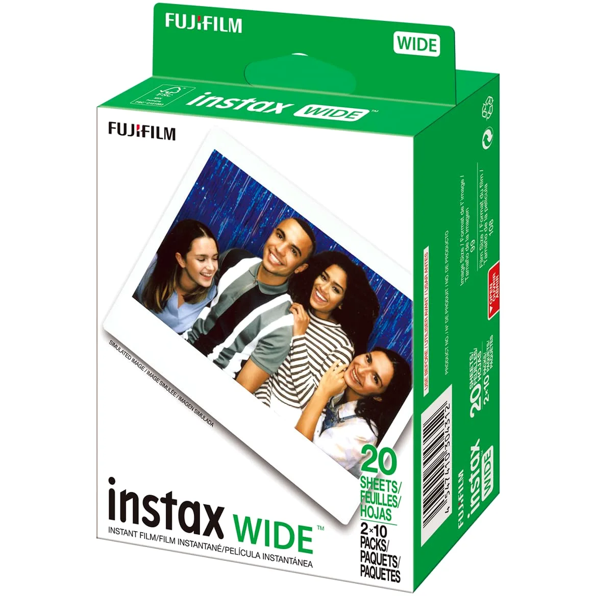 Fujifilm Instax Wide Instant Films para Fuji Instax Wide 210 200 100 300, 5 Unidades