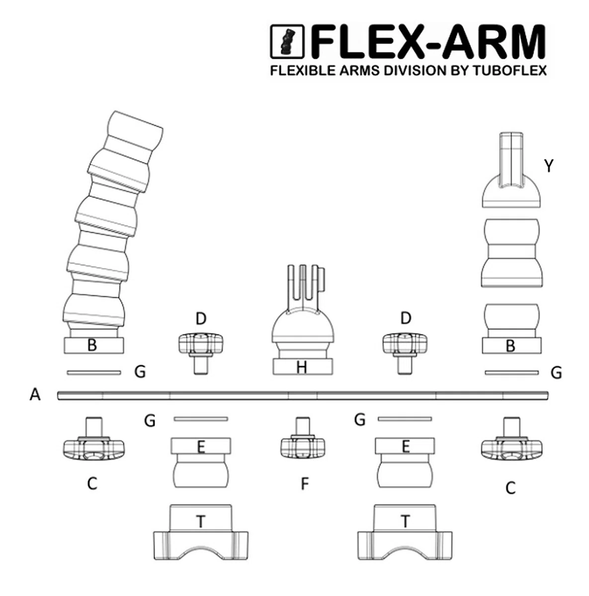 Tray bajo agua Carril con brazo flexible adaptador soporte linterna para cámaras de acción GoPro Flex Arm st201.08
