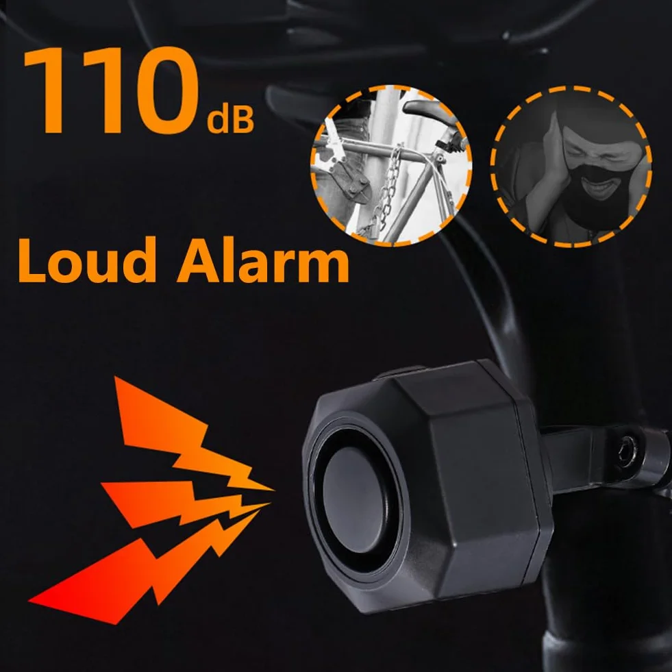 Mengshen Alarma de Bicicleta Recargable con 2 de Actualización de Control Remoto 110dB Loud Impermeable Antirrobo Vibración Alarma para Ebike Motocicleta Scooter Coche Incluye Cable Carga
