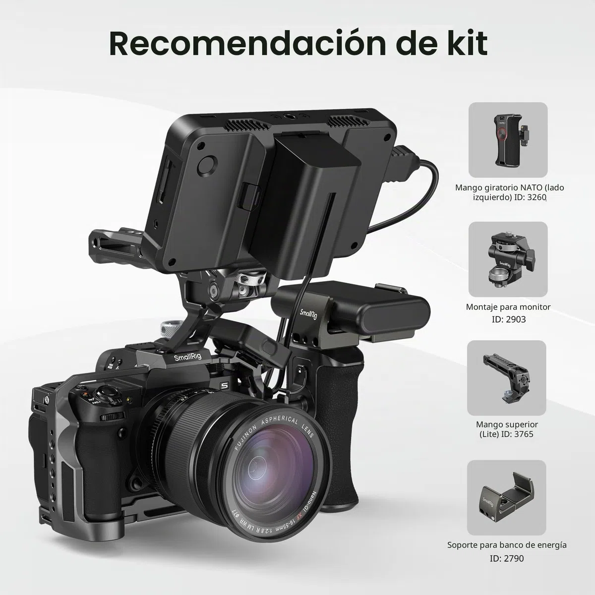 SMALLRIG X-H2 / X-H2S Camera Full Cage para FUJIFILM X-H2 / X-H2S, Equipo de Cámara para Hacer Videos de Aleación de Aluminio con Rails NATO, Placa de Liberación Rápida para Arca - 3934B