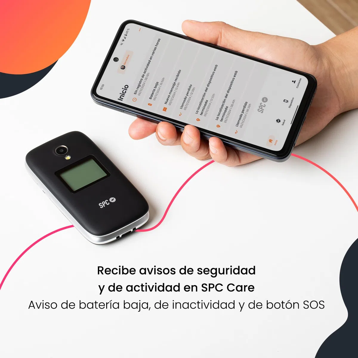 SPC Polaris - Teléfono 4G para Mayores con Teclas Grandes y botón SOS | Compatible con App gestión remota SPC Care (iOS & Android), localización GPS y alertas de Seguridad | Negro