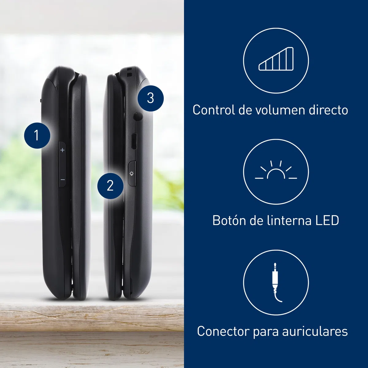 Panasonic KX-TU446EXB Teléfono Móvil Para Personas Mayores (Resistente a Golpes, Cámara, Incluye Auriculares y Cargador, Indicador LED), Negro