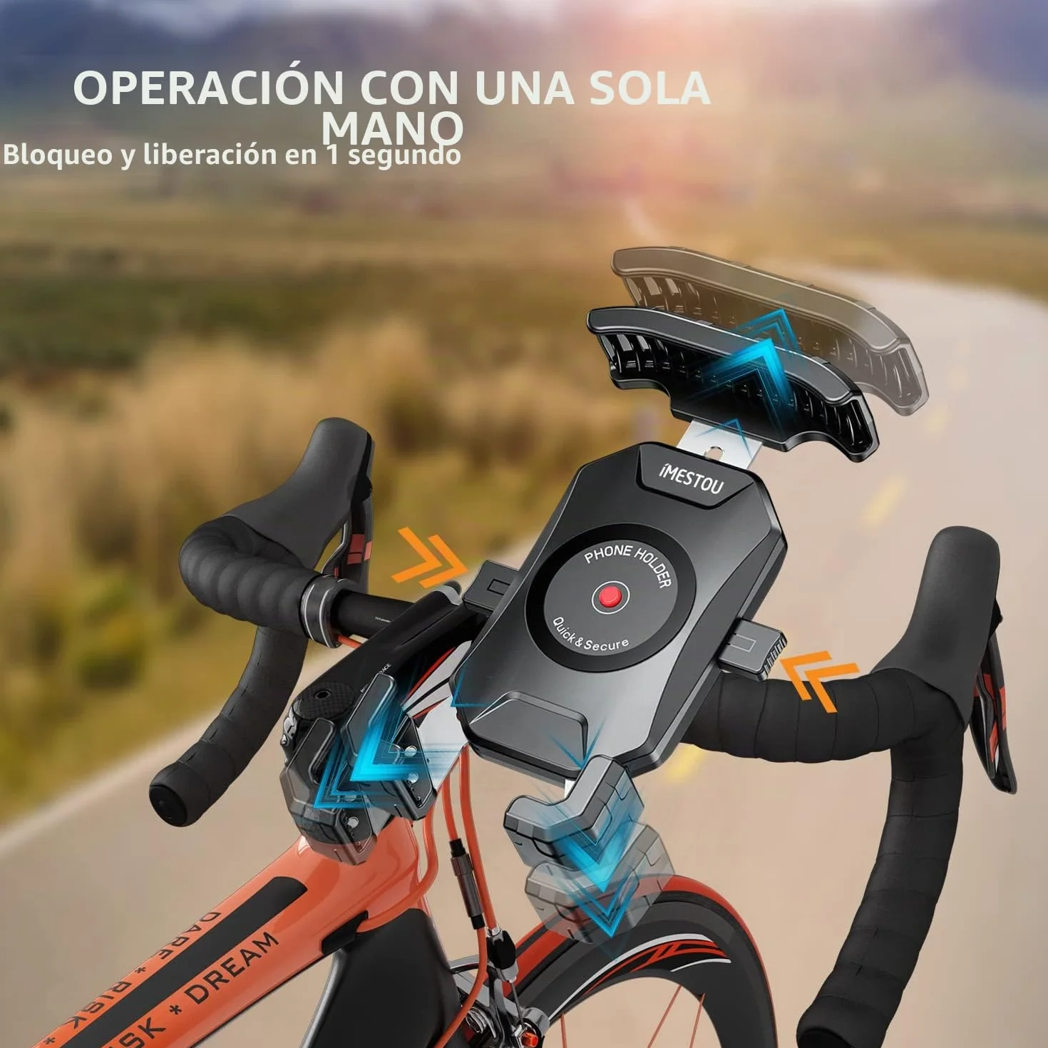 iMESTOU Soporte Antirrobo para Teléfono de Moto, Base Esférica de Aluminio 1 Pulgada, Rotación 360°, Universal 4.0"-7.0"