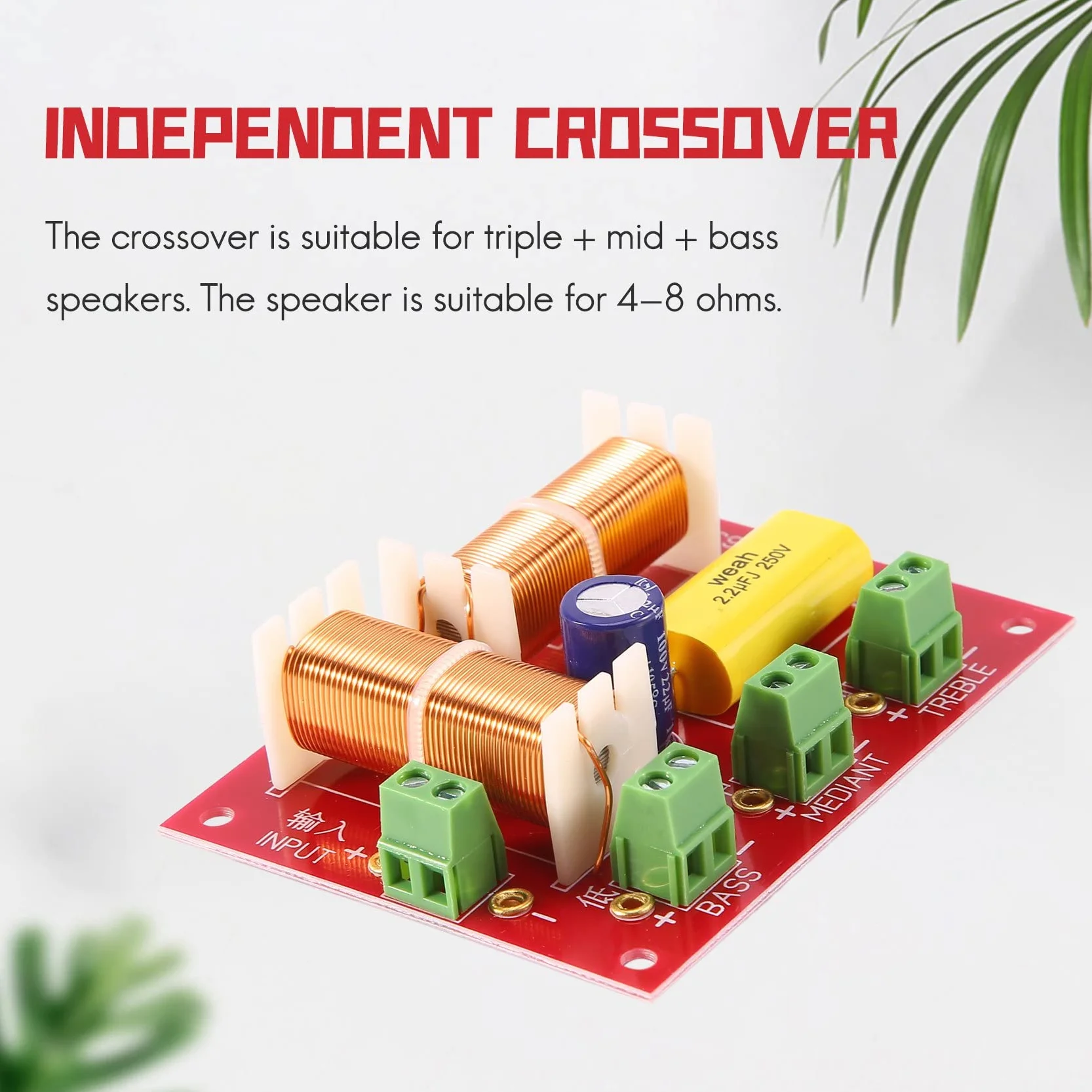 Altavoz Crossover 200 W 3 Vías Filtro de Frecuencia Divisor