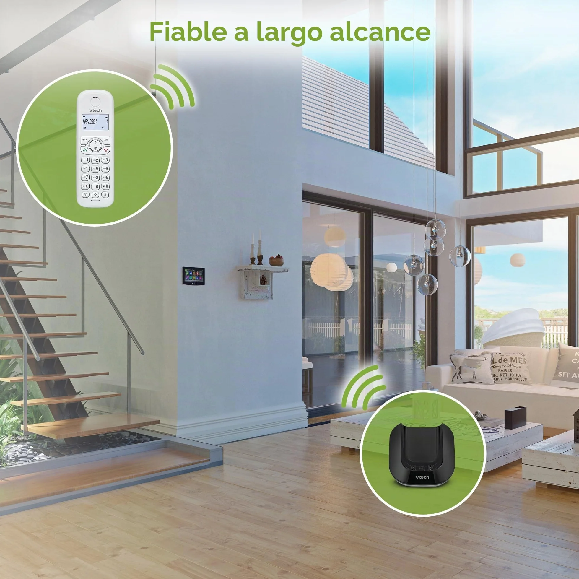 VTech CS1501 Teléfono inalámbrico Casa Duo, Teléfono Fijo DECT con Manos Libres y Bloqueo de Llamadas, Doble Carga, identificador de Llamada, LCD Pantalla retroiluminada y Teclado, Modo Eco, Blanco