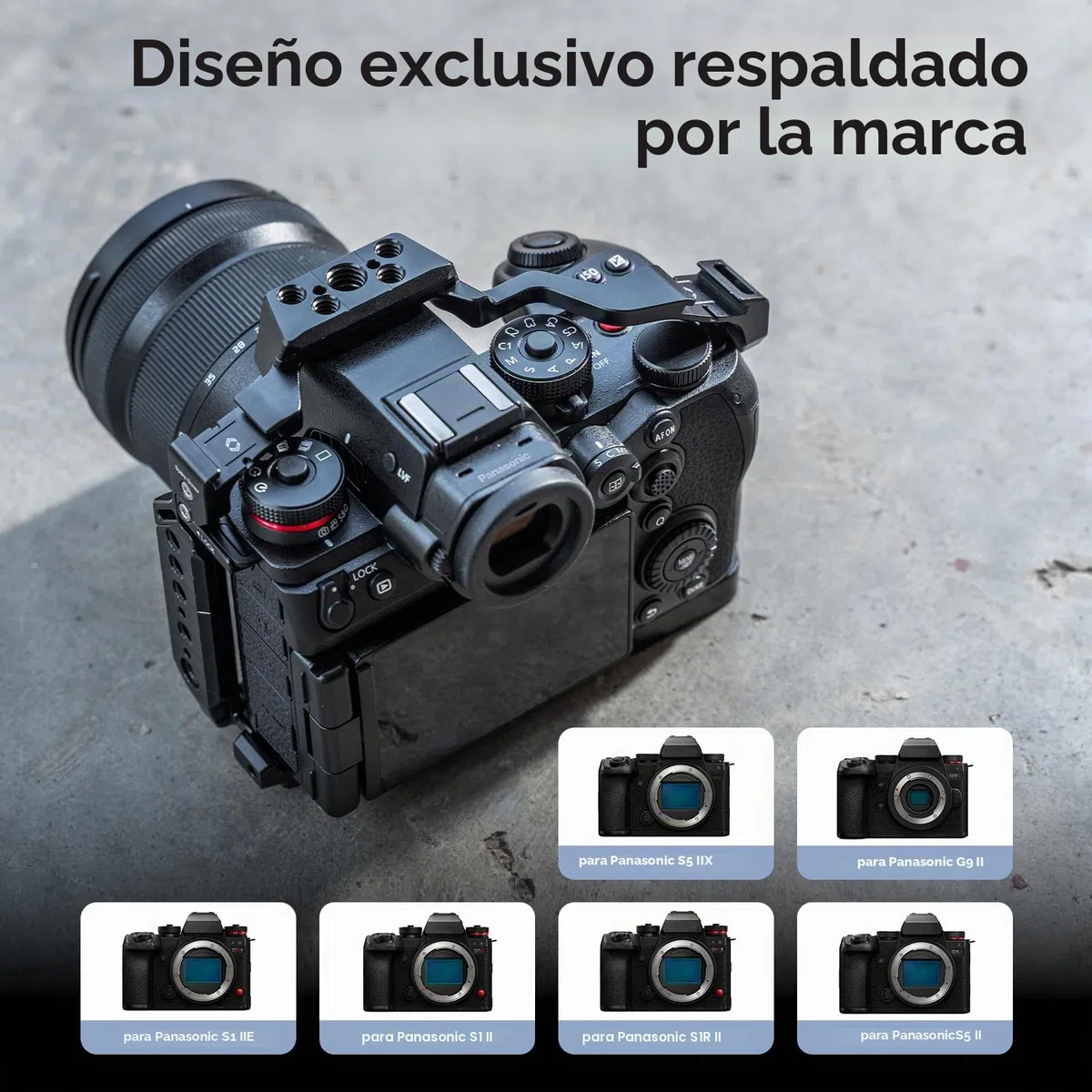 SMALLRIG S1R II Caja para Panasonic LUMIX S1R / S5 / G9, Placa de Liberación Rápida Arca Incluida, Con Agujeros de 1/4"-20 y 3/8"-16, Dos Barras Laterales NATO, Aleta Frío
