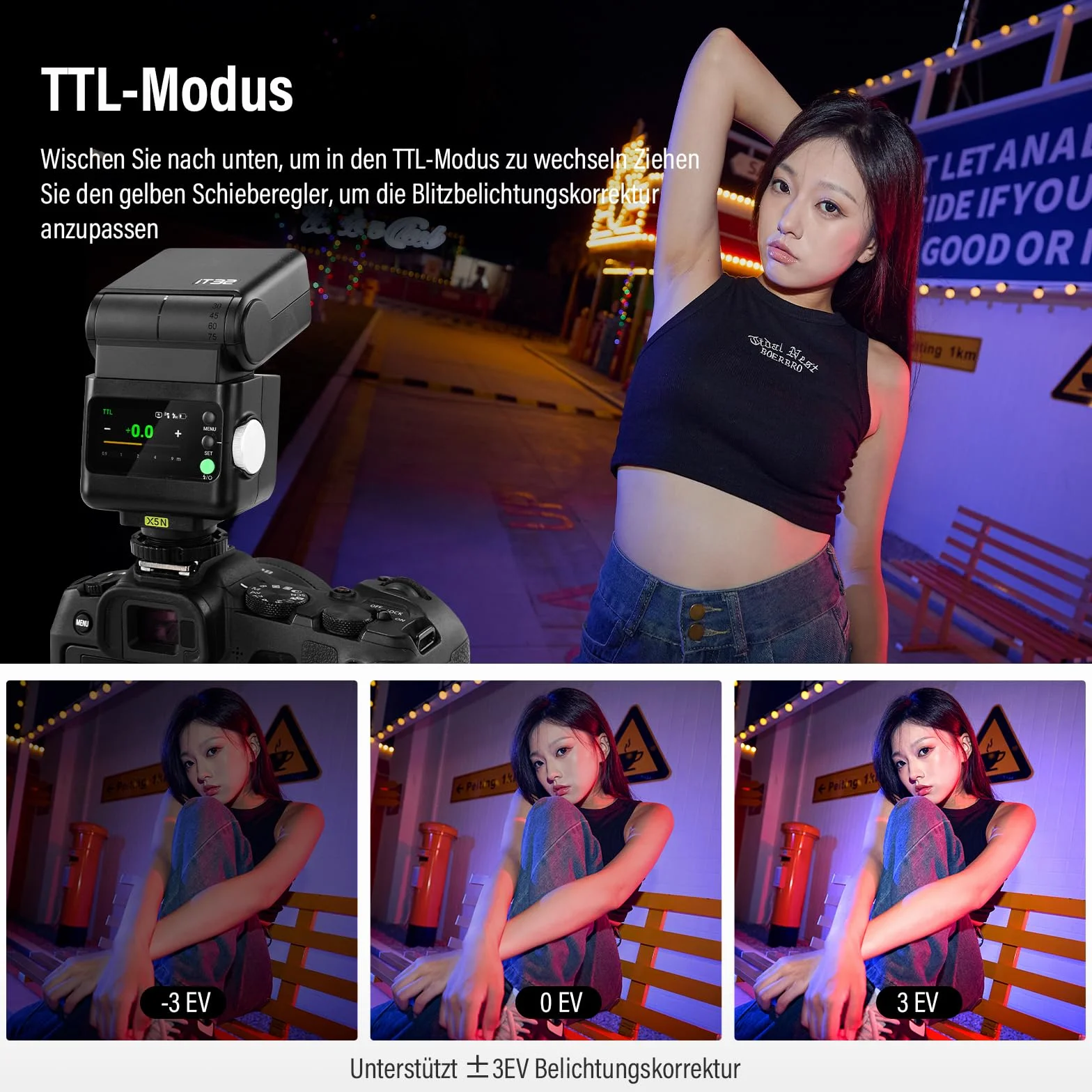 Godox IT32 GN18 Flash TTL X5S Disparador para Sony，2-En-1 HSS Sistema X 2.4GHz Pantalla Táctil，Cabeza De Flash Giratoria Lámpara Led De Modelado，Filtro Magnético Difusor Blanco Reflector Integrado