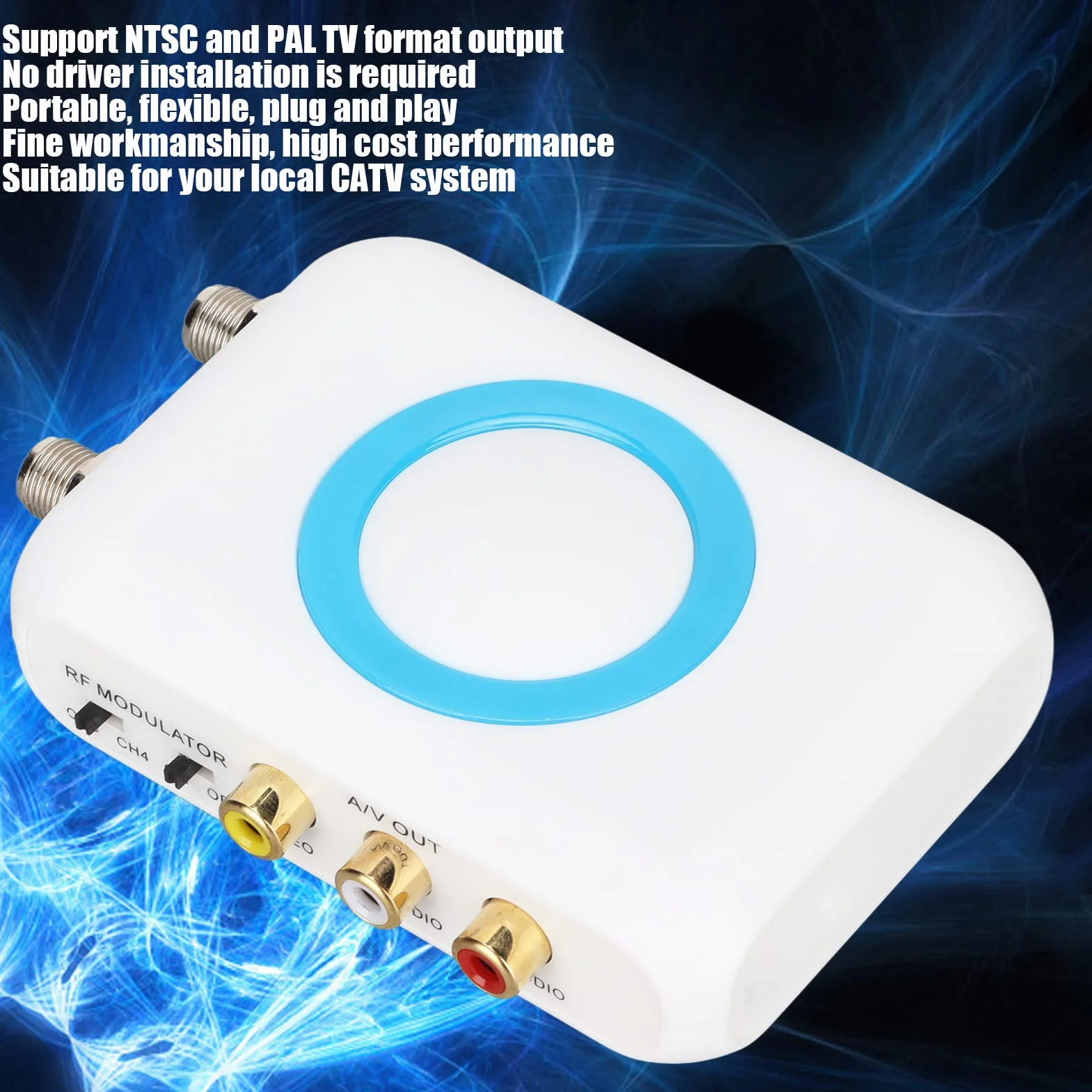 Tosuny Convertidor RF de Modulador HDMI, Modulador a RF HD Compatible con Salida de Formato PAL/NTSC, Convertidor Demodulador VHF para Control PLL, Modulador CATV para TV Doméstica