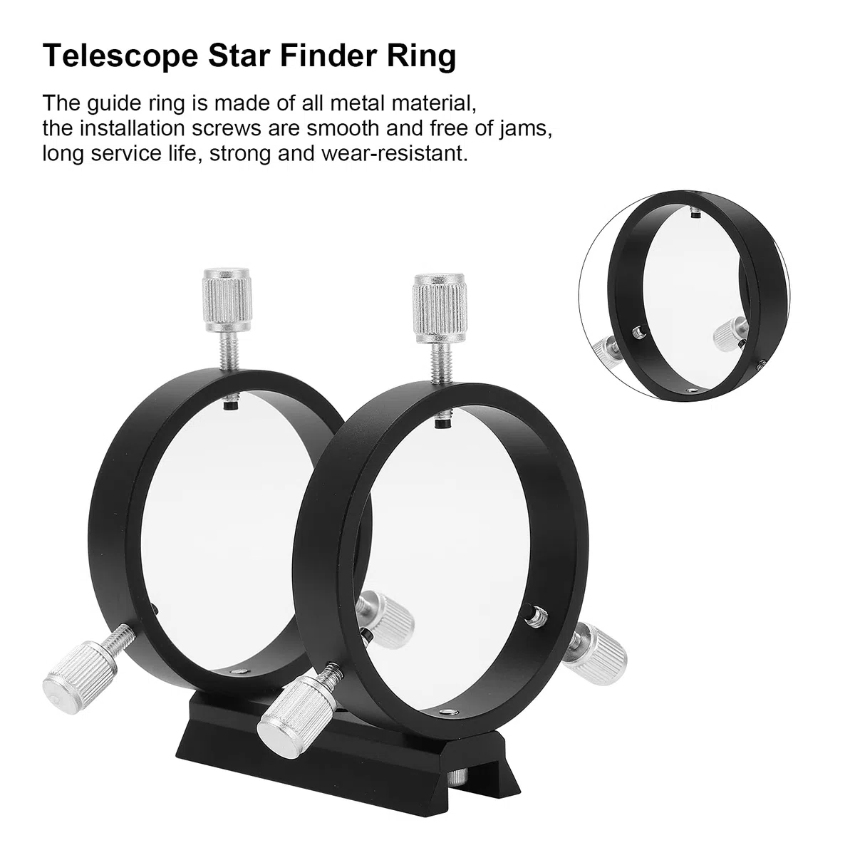Buscador de telescopio Soporte de alcance, aleación de aluminio Soporte de anillo de montaje de alcance de guía con orificio estándar de 1/4 ", para telescopio astronómico de diámetro interior de 43 a