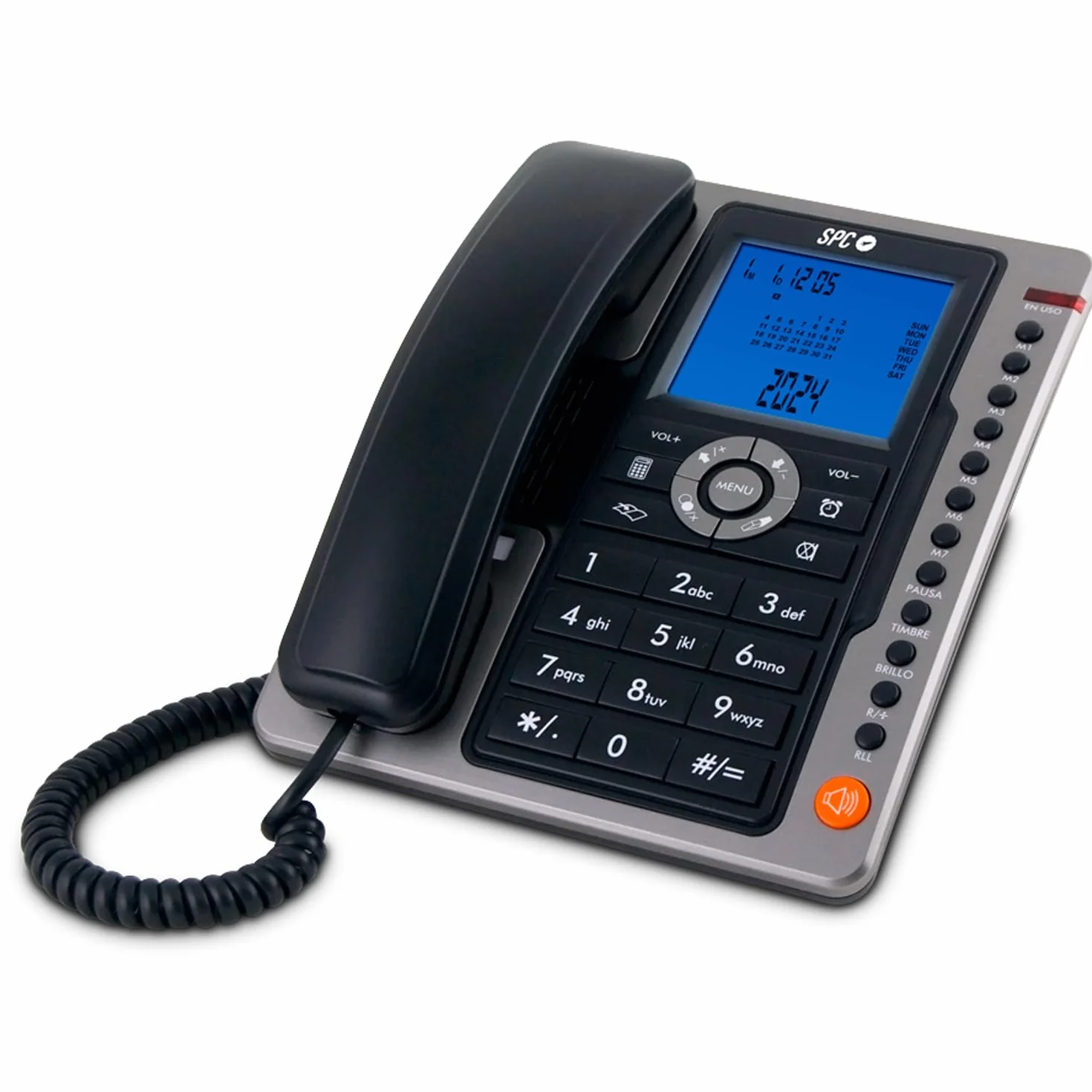 SPC Office Pro Teléfono Fijo sobremesa con Pantalla iluminada, 7 Memorias Directas, Identificador de Llamadas y Manos Libres
