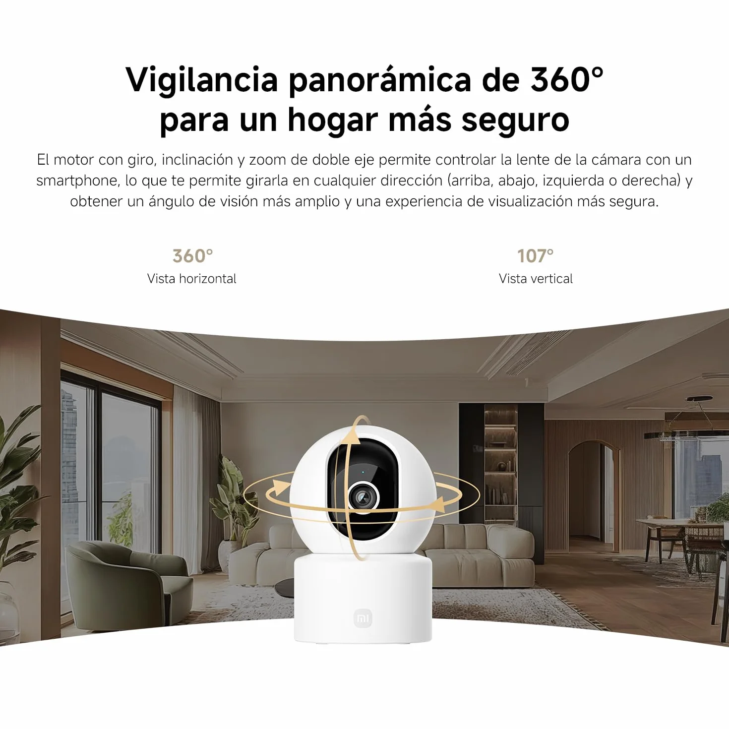Xiaomi C302 Cámara Vigilancia WiFi Interior 2K 3MP 360° Visión Nocturna Starlight Audio Bidireccional Wi-Fi 6