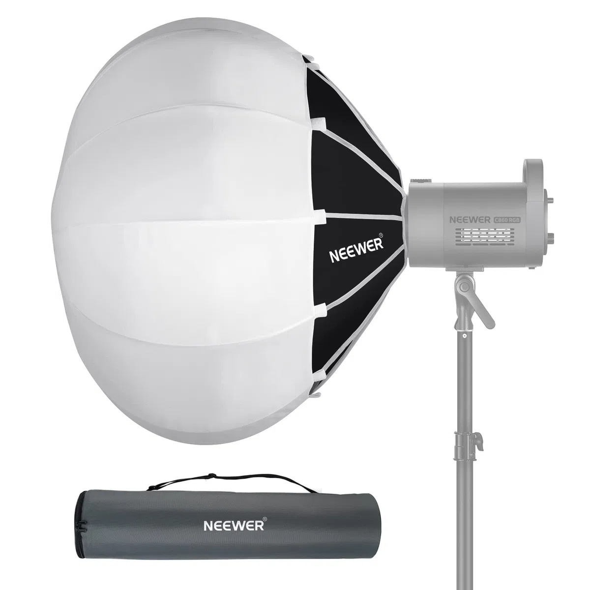 NEEWER 26"/65cm Softbox Linterna con Liberación Rápida Un Paso,Difusor Luz 360° con Faldón,Montura Bowens para CB60 CB100 CB150 Luces Video, Compatible con Aputure 600d Amaran 60x Godox SL60W,NS90L