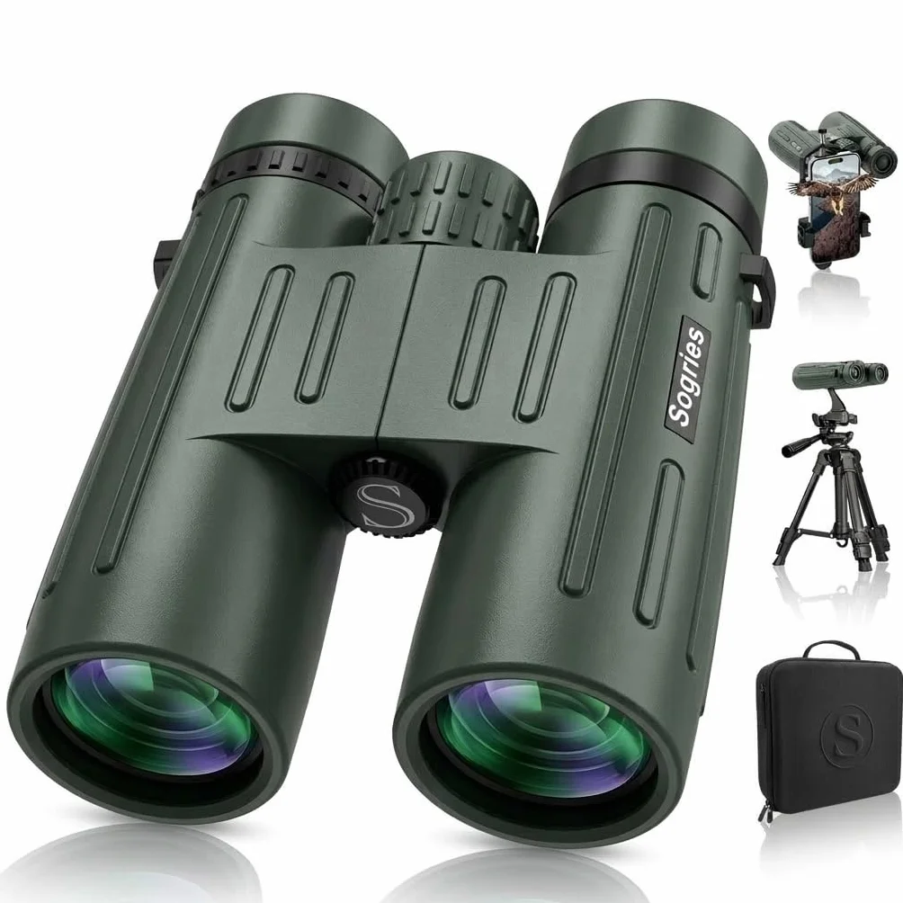 Kits de prismáticos HD de 14 x 45 para Adultos, de Alta Potencia con Adaptador de teléfono, trípode y Adaptador de trípode, prismáticos Impermeables y de Gran visión para observación de Aves, Caza