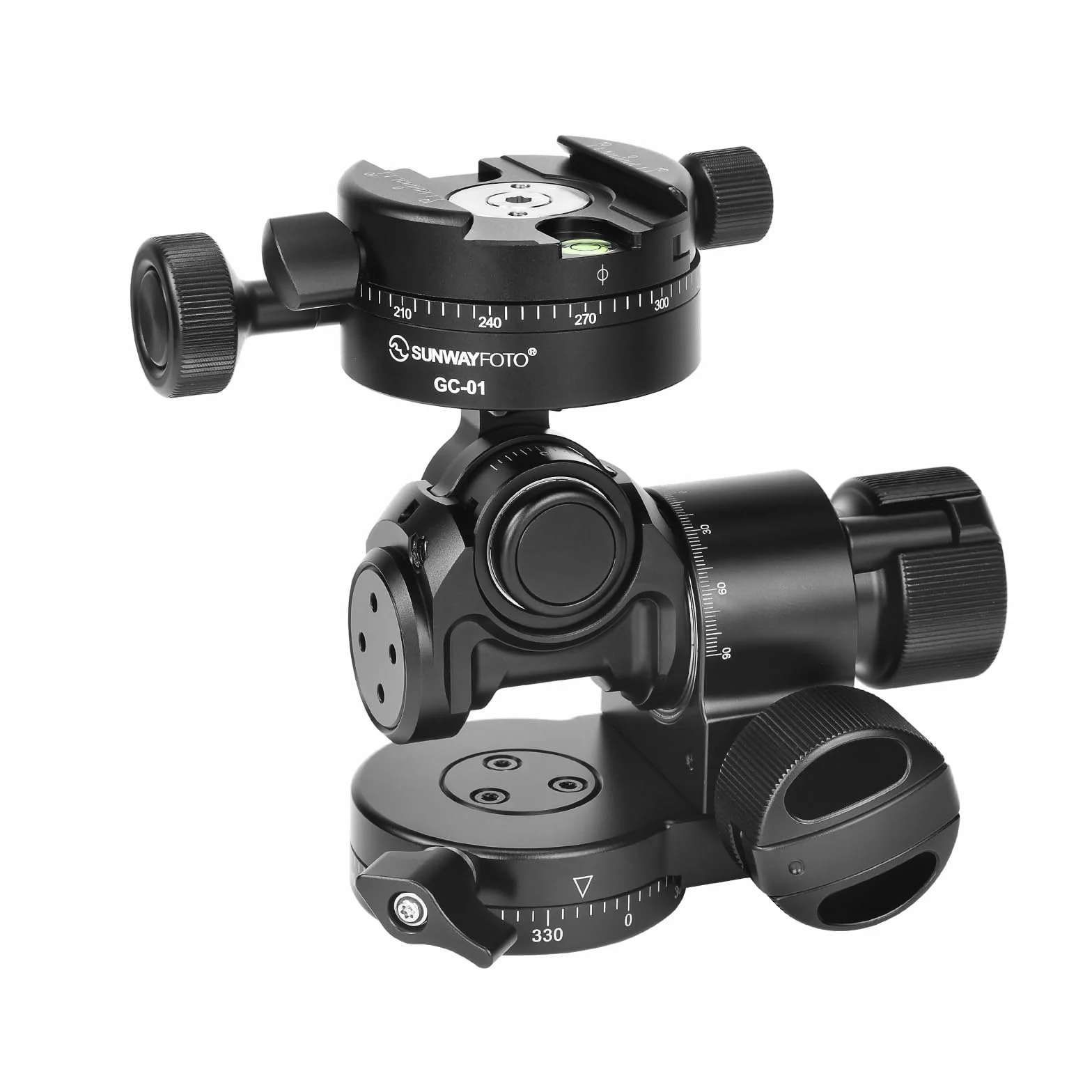 Sunwayfoto GH-PROII+ Cabezal de engranaje 3D con ajuste independiente viene con abrazadera panorámica de engranajes GC-01