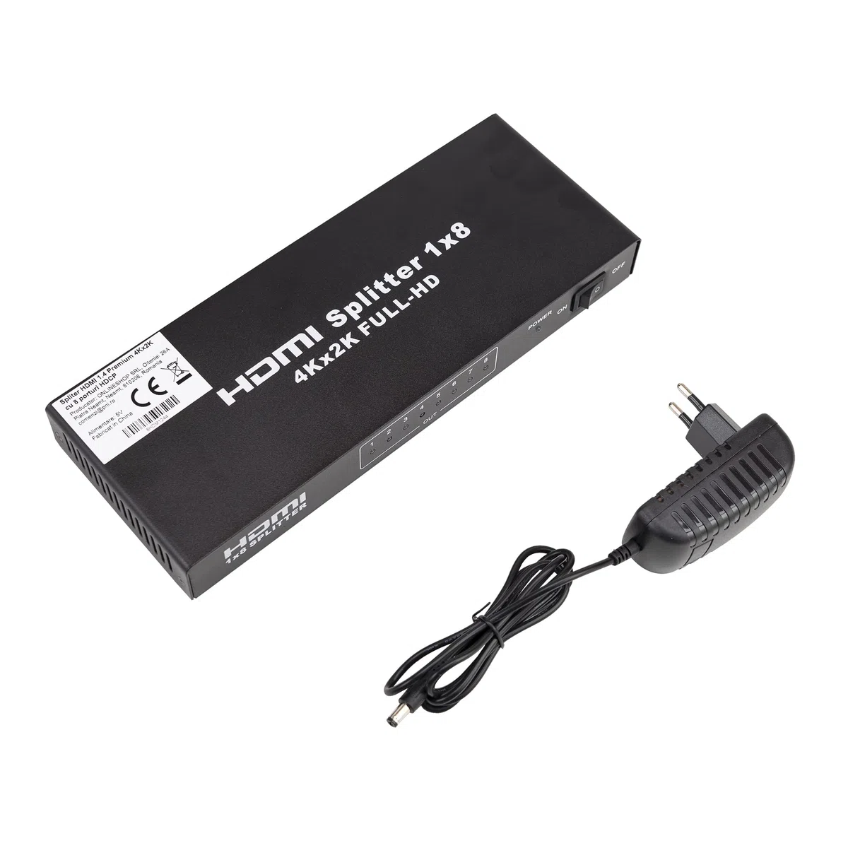 Divisor HDMI, HDMI Splitter 1.4 Premium 4Kx2K, 1x8 8 Puertos HDMI 1080P HDCP 1.3, 3D 4K Blue-Ray