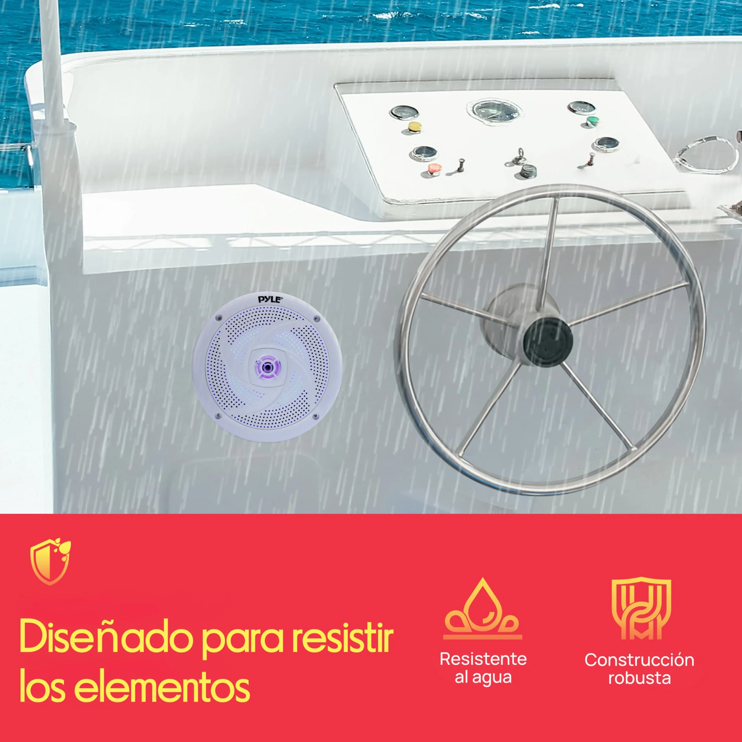 Pyle Altavoces Marinos, 4”, Resistente al Agua y a la Intemperie, Exteriores, 100V