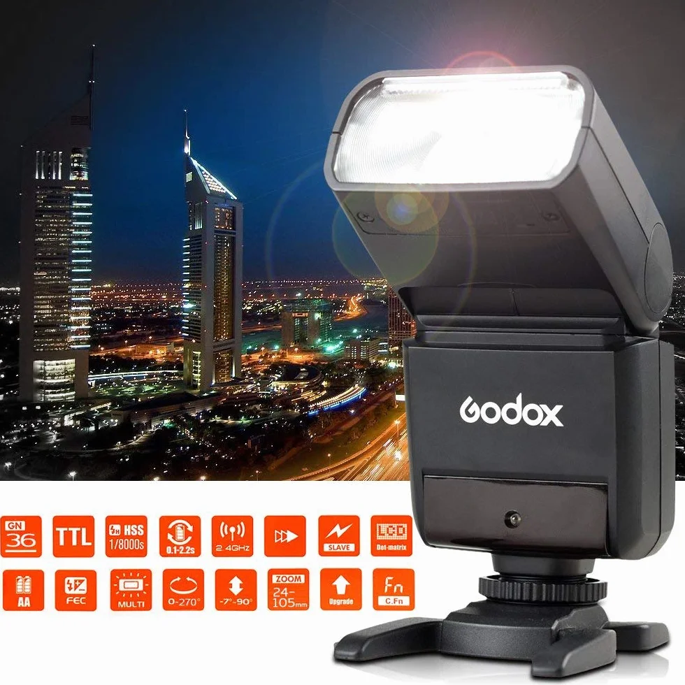 Godox TT350S TTL Cámara Flash Speedlite para Sony GN36 2.4G HSS 1 / 8000s GN36 Compatible para Sony Mirrorless Digital Camera