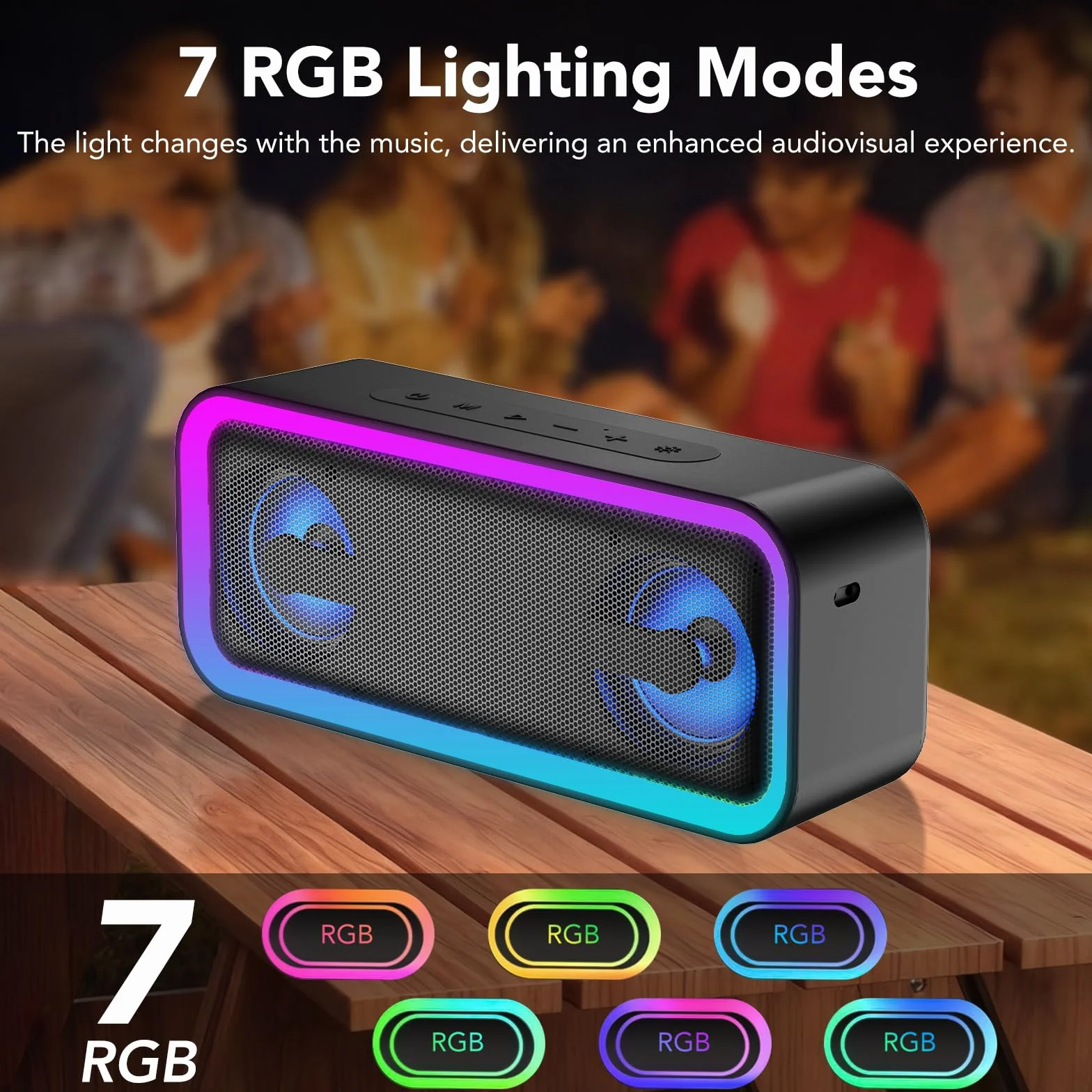 Altavoz Bluetooth 40W Portátil IPX7 TWS RGB 30H