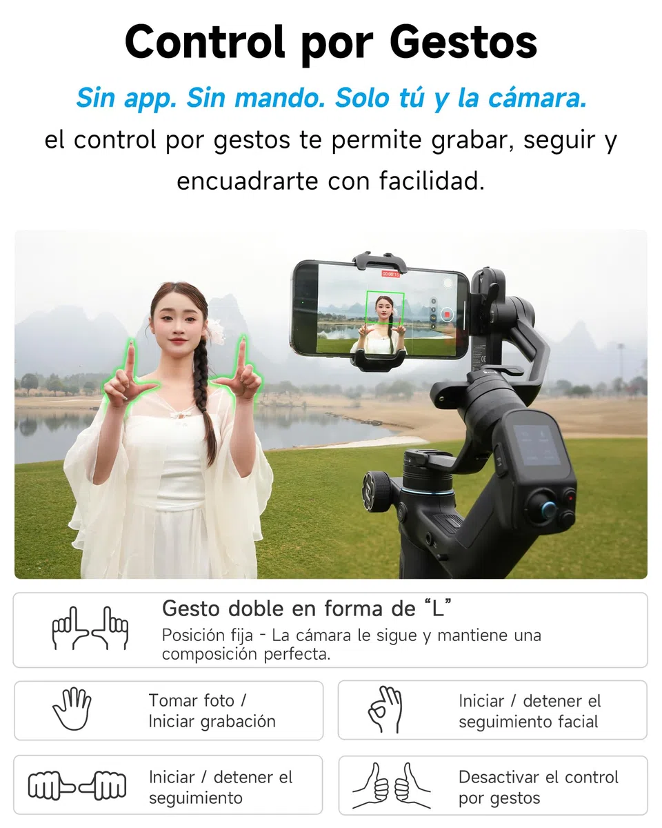 FeiyuTech SCORP Mini 3 Kit - Estabilizador Todo en Uno con Seguimiento AI, 2kg Carga y Pantalla 1.3" - Ideal para TikTok/Youtube/Vlogs - Compatible con Cámaras, iPhone y Cámaras de Acción