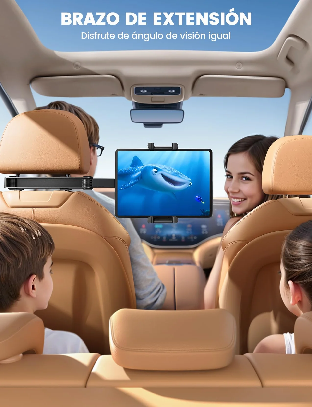 Lamicall Soporte Tablet Coche - [Plegable Clip Silicona Ancho] [Brazo Metálico] Soporte Tablet Reposacabezas Plegable, 360° Rotación, para iPad Pro, Air, Mini 6 5 4 3, Tab, Otros 6,1-13" Dispositivo