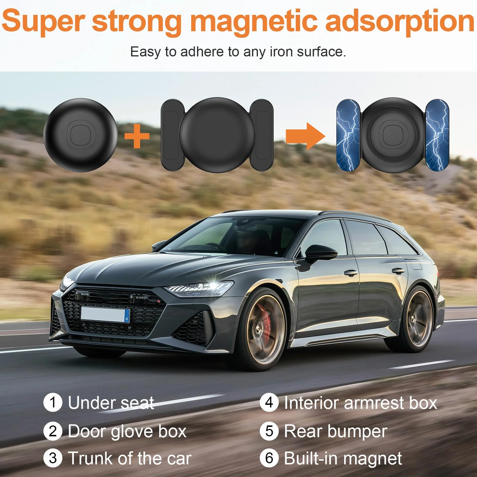 Localizador GPS para Coche sin Suscripción, Bluetooth Compatible con iOS y Android, Funda Protectora con Llavero y Silicona Magnética