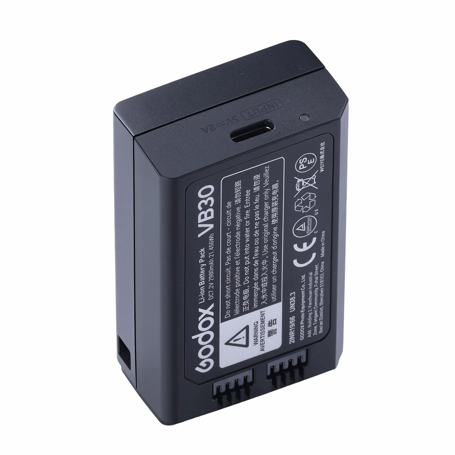 Godox VB30 Batería,Puerto Tipo-C, Reemplazo con para V1ProC V1ProN V1ProS V1C V1N V1S V1F V1O V1P V860III-S V860III-C V860III-N V860III-F V860III-O Cámara Flash Speedlite