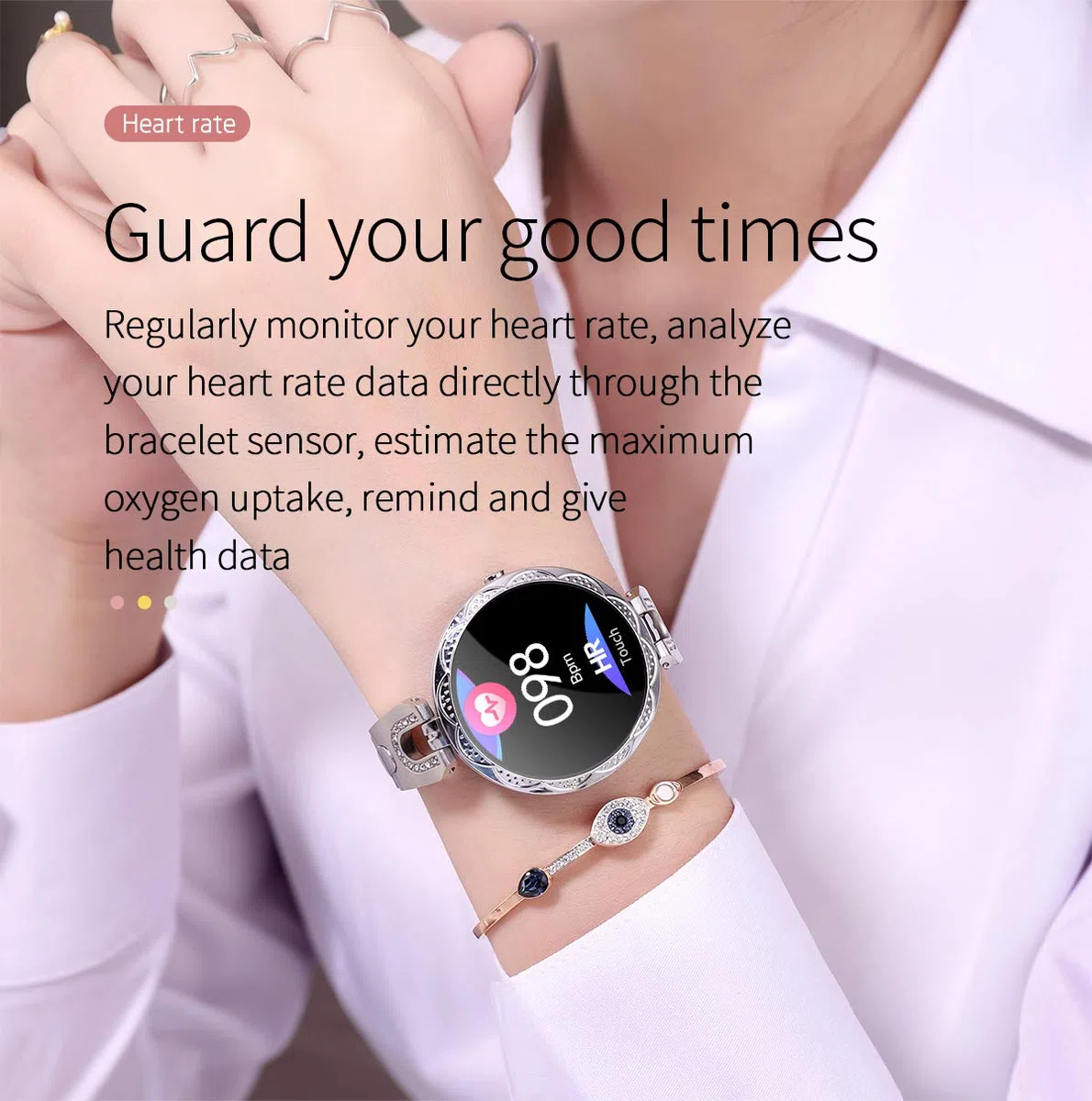 LONGLU Reloj Inteligente para Mujer, Bluetooth smartwatch Compatible con iOS Android iPhone Samsung Fitness Tracker con frecuencia cardíaca Presión Arterial Impermeable podómetro Sleep (Dorado)