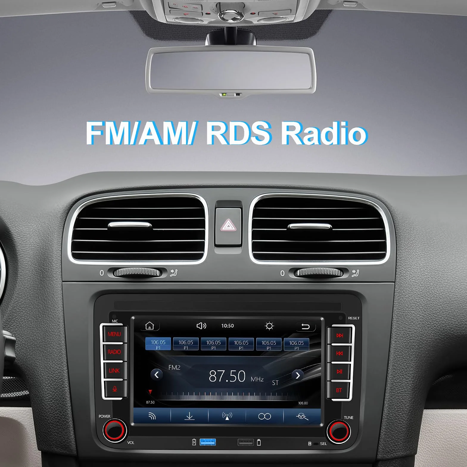 Radio Adecuado para VW Golf R32 5 6, Passat, Skoda, Polo, T5 Tiguan Jetta Mk5. Incorpora una Pantalla IPS de 7 Pulgadas, admite Carplay/Android Auto inalámbricos y es Compatible con Am/FM/RDS/USB/BT
