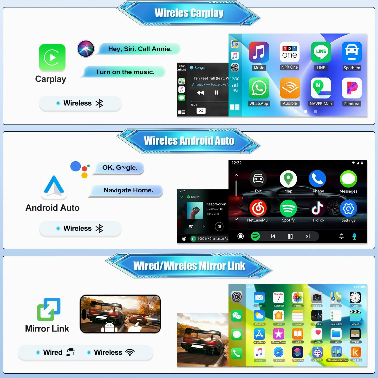 Android 15, 4G+128G GOHHDL Radio Coche Navi para Renault Dacia SANDERO II B52 2012-2019 con Carplay Android Auto, Radio para Coche de 9 Pulgadas con GPS WiFi Bluetooth FM/RDS EQ SWC Cámara&Mic