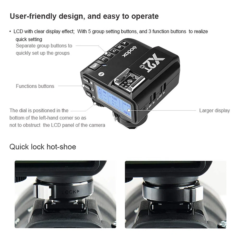 Godox X2T-F 2.4G Wireless Flash Trigger Transmisor para Fuji con TTL II HSS 1 / 8000s Grupo Función LED Panel de Control actualización firmware