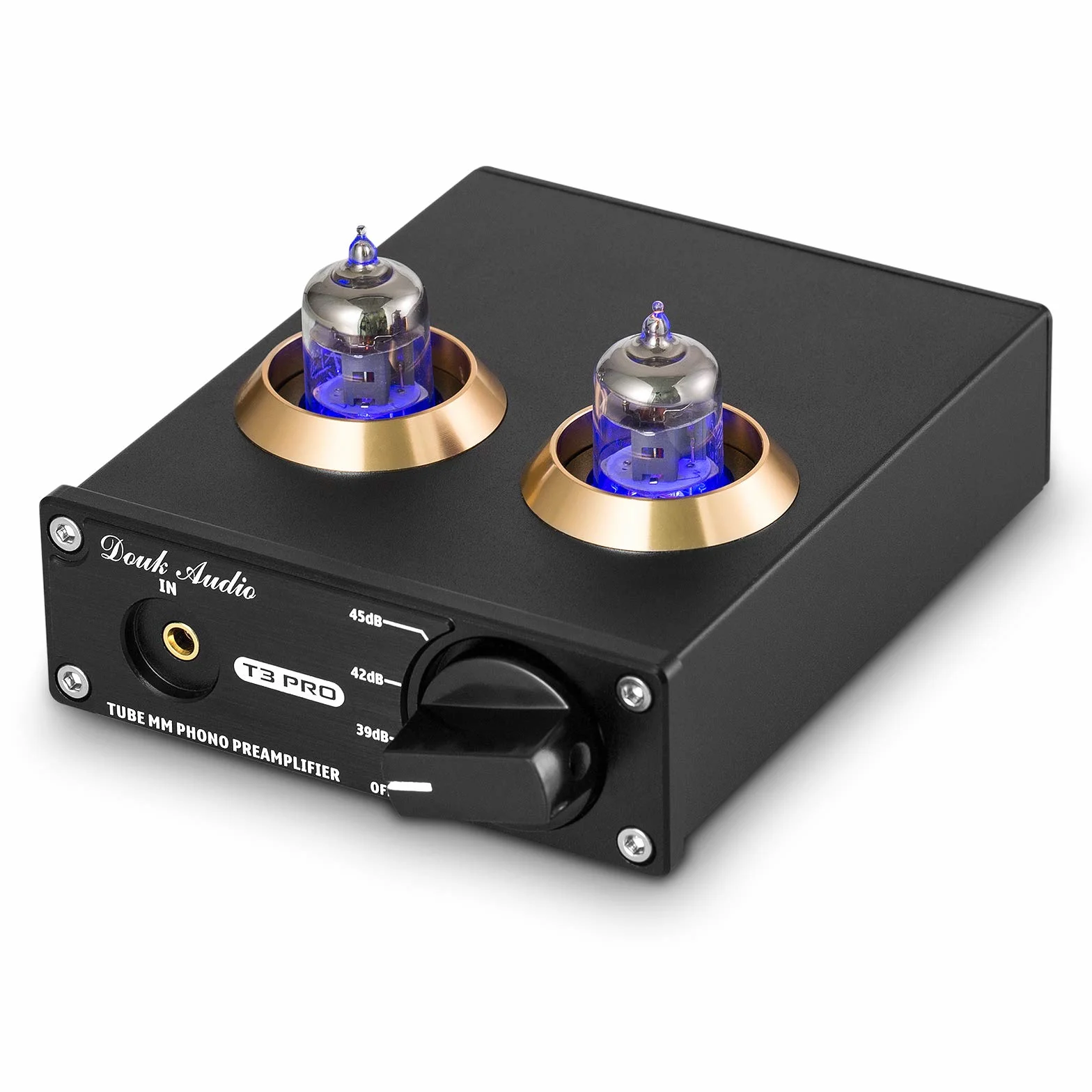 Douk Audio T3 PRO Phono - Preamplificador de tubo para tocadiscos, fonógrafos MM preamplificador, mini válvula estéreo para reproductor de grabaciones