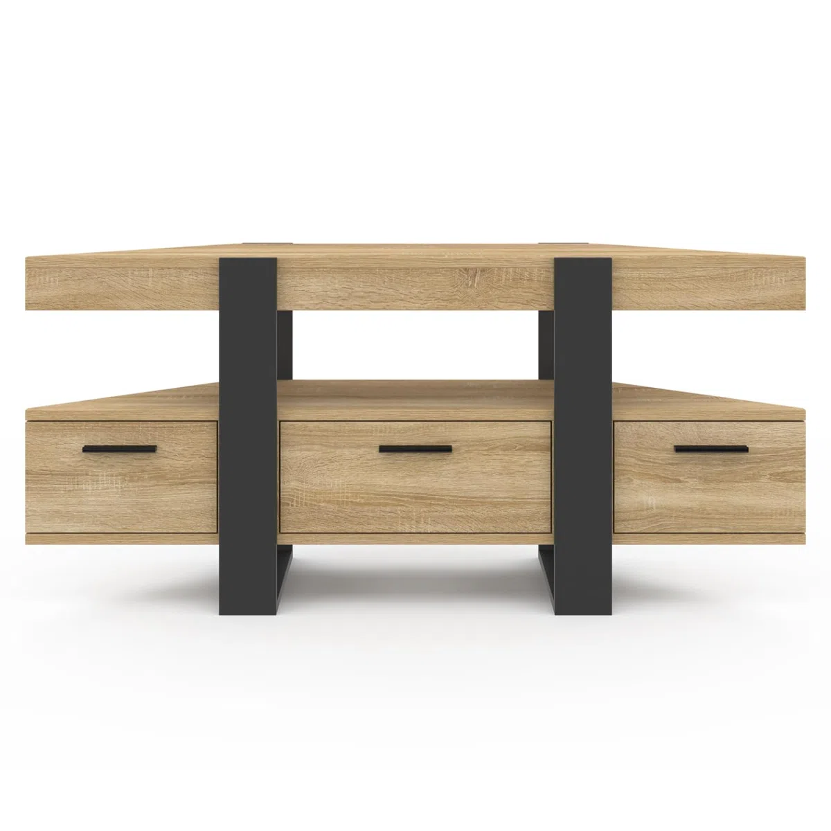 IDMarket Phoenix - Mueble para TV (110 cm, esquinero con cajón, madera y negro), color negro