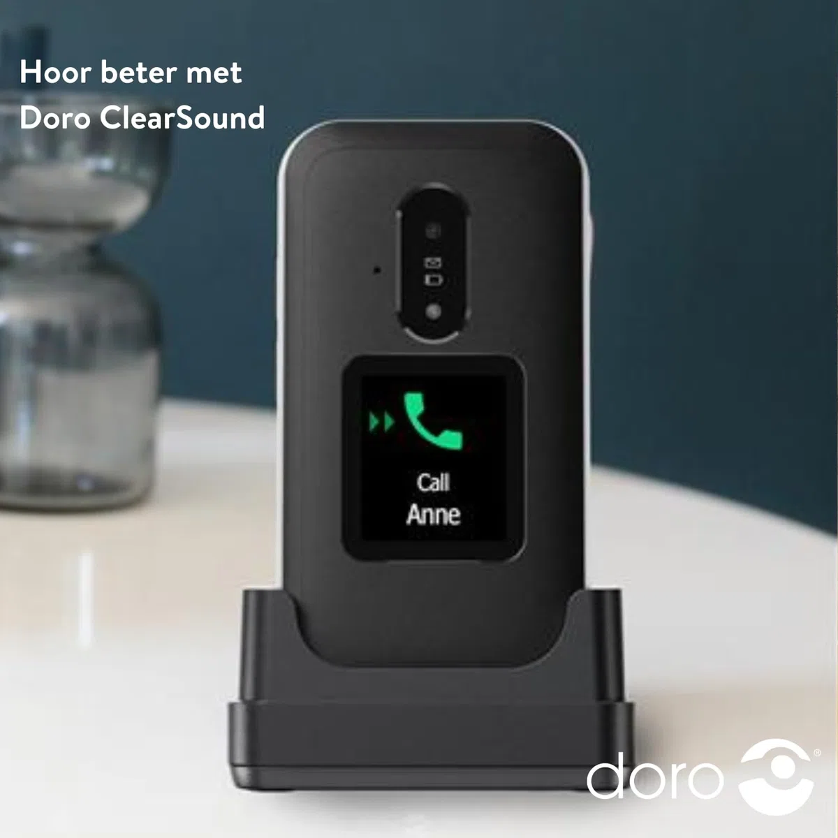 Doro Leva E30 Teléfono Móvil para Mayores 4G, Fácil de Usar, Pantalla 2.8" + Pantalla Externa, Teclas Grandes, Sonido Alto y Claro, Botón SOS, Cámara, Base de Carga, Libre