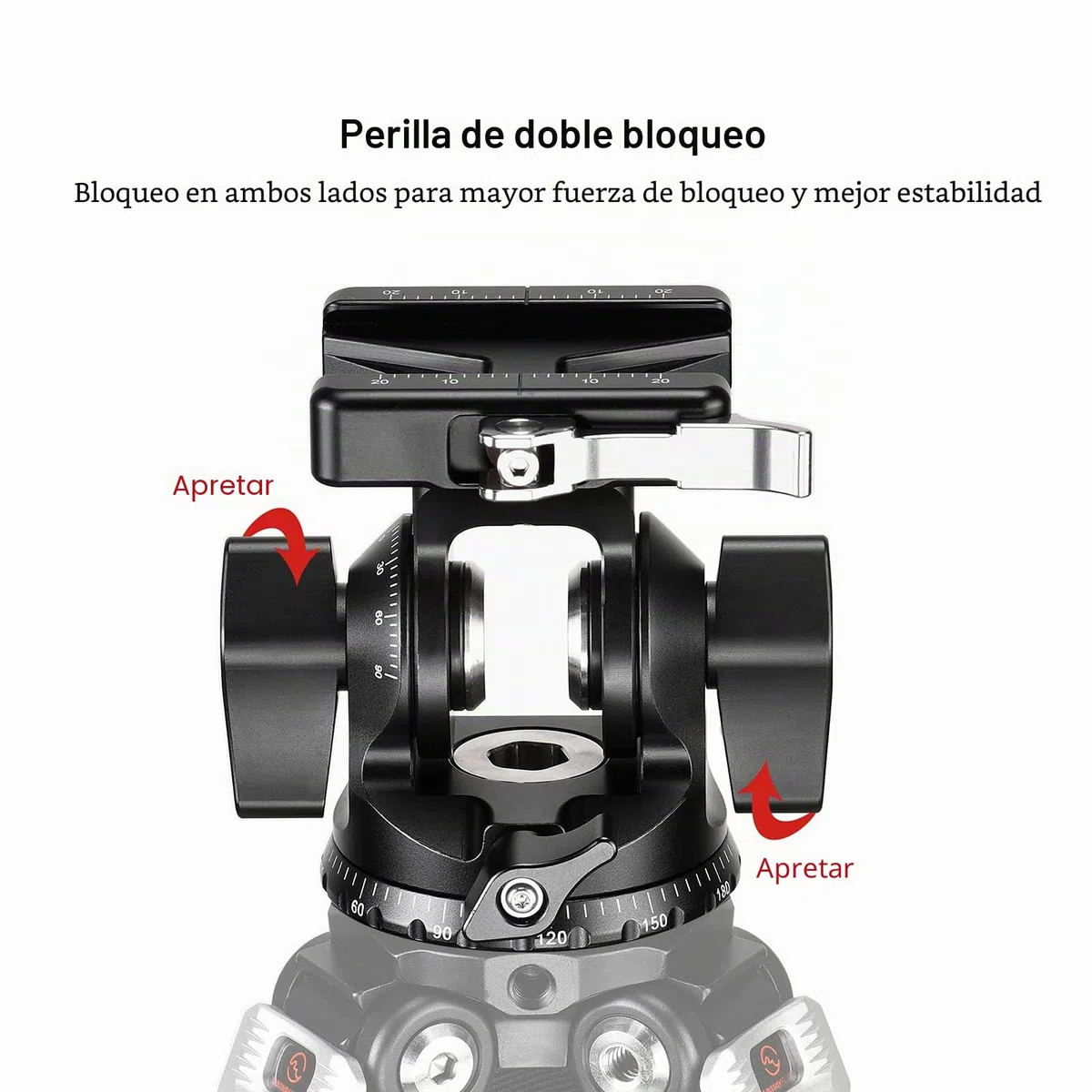 SUNWAYFOTO DT-03 Cabezal de inclinación para monopié y trípode, capacidad de carga de 15 kg