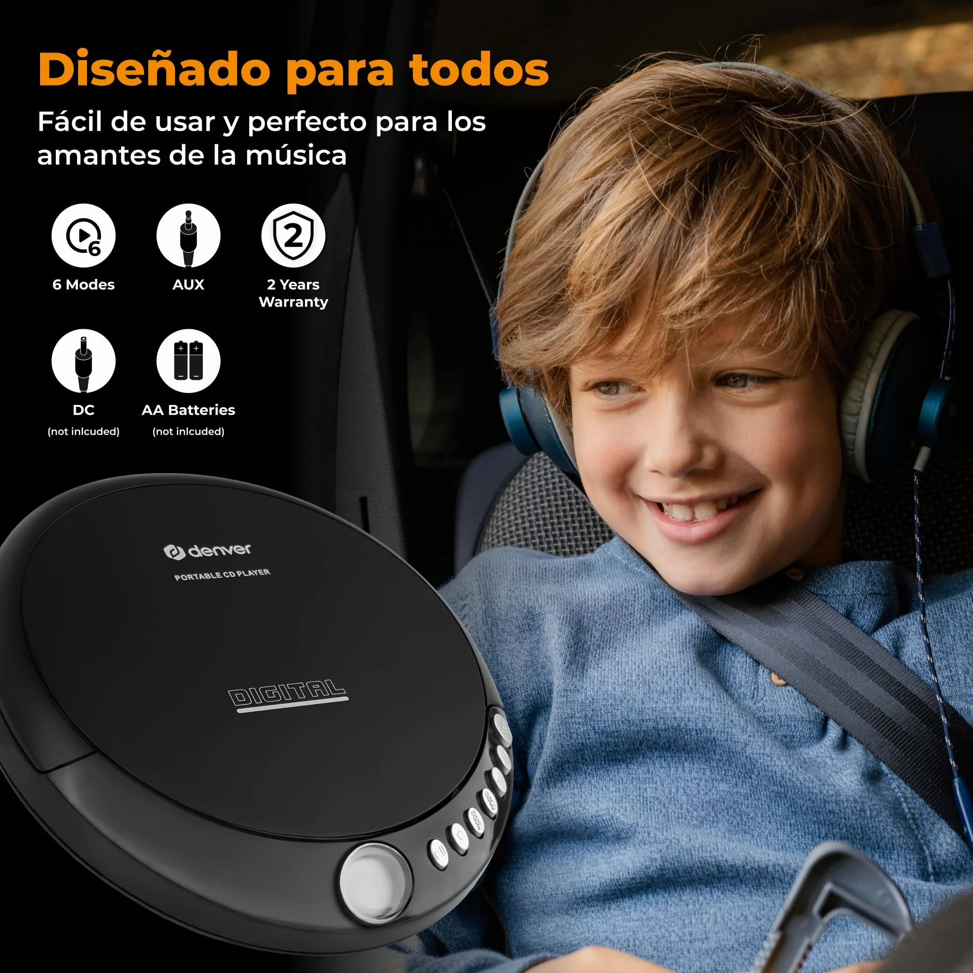 Denver DM-24 Discman CD Portátil Reproductor