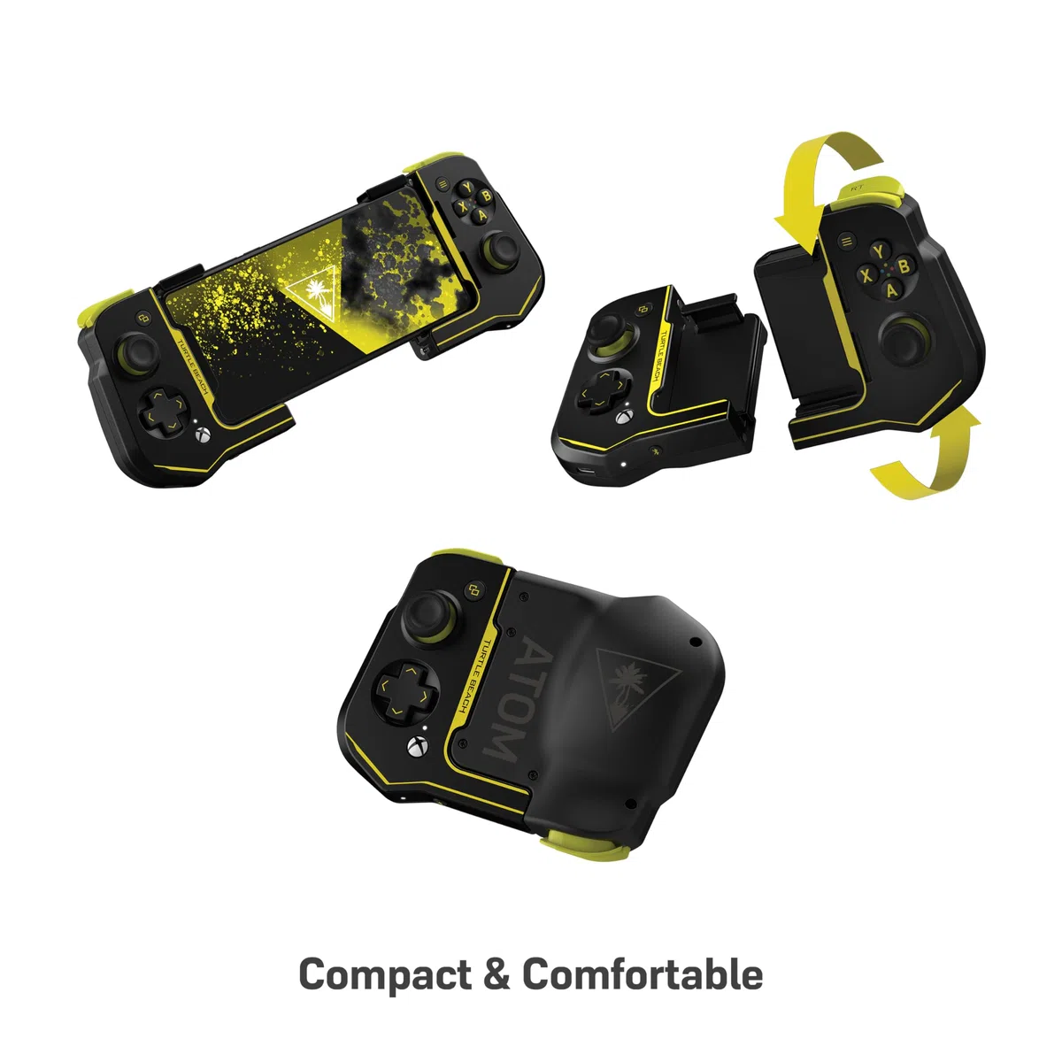 Turtle Beach Atom Mando diseñado para juego de Xbox en móviles Dispositivos Android 8.0+ con Bluetooth 4.– Negro/Amarillo