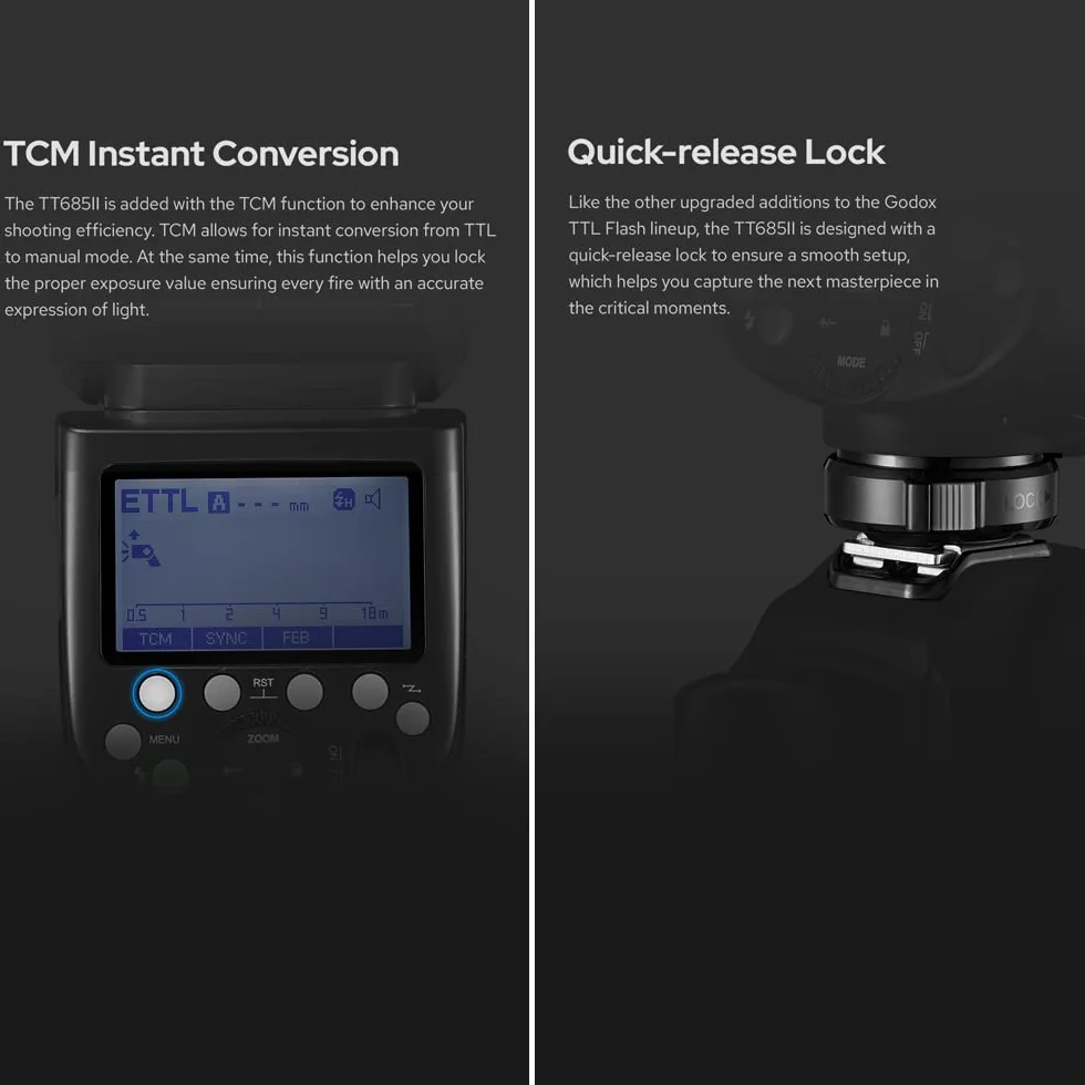 Godox TT685II-C TTL Flash Light Speedlite 2.4G Wirelss X System GN60 de alta velocidad 1/8000s compatible con Canon 1DX 5D Mark III 5D Mark II 6D 7D 60D 50D 40D 30D 650D 600D