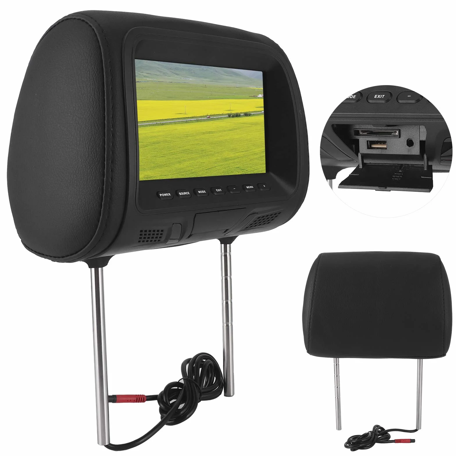 Reproductor de DVD para reposacabezas de Coche, Reproductor de vídeo para reposacabezas de Coche HD de 7in 1080P con Soporte para reposacabezas y Bluetooth, para niños, vídeo, Juegos