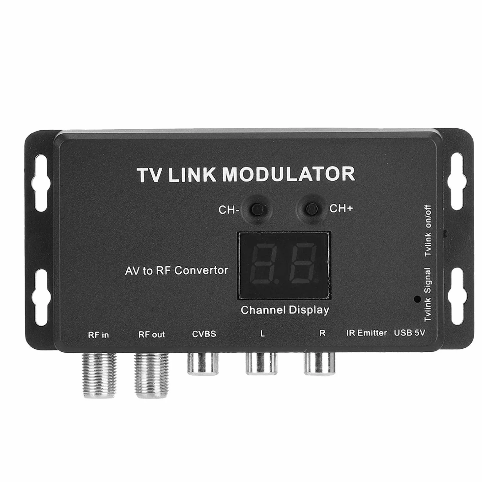 Convertidor AV a RF, Mini TV Link Modulator IR Extender, Modulador UHF con Nivel de Salida de Audio/Video Ajustable, Compatible con decodificador, Fuentes de A/V