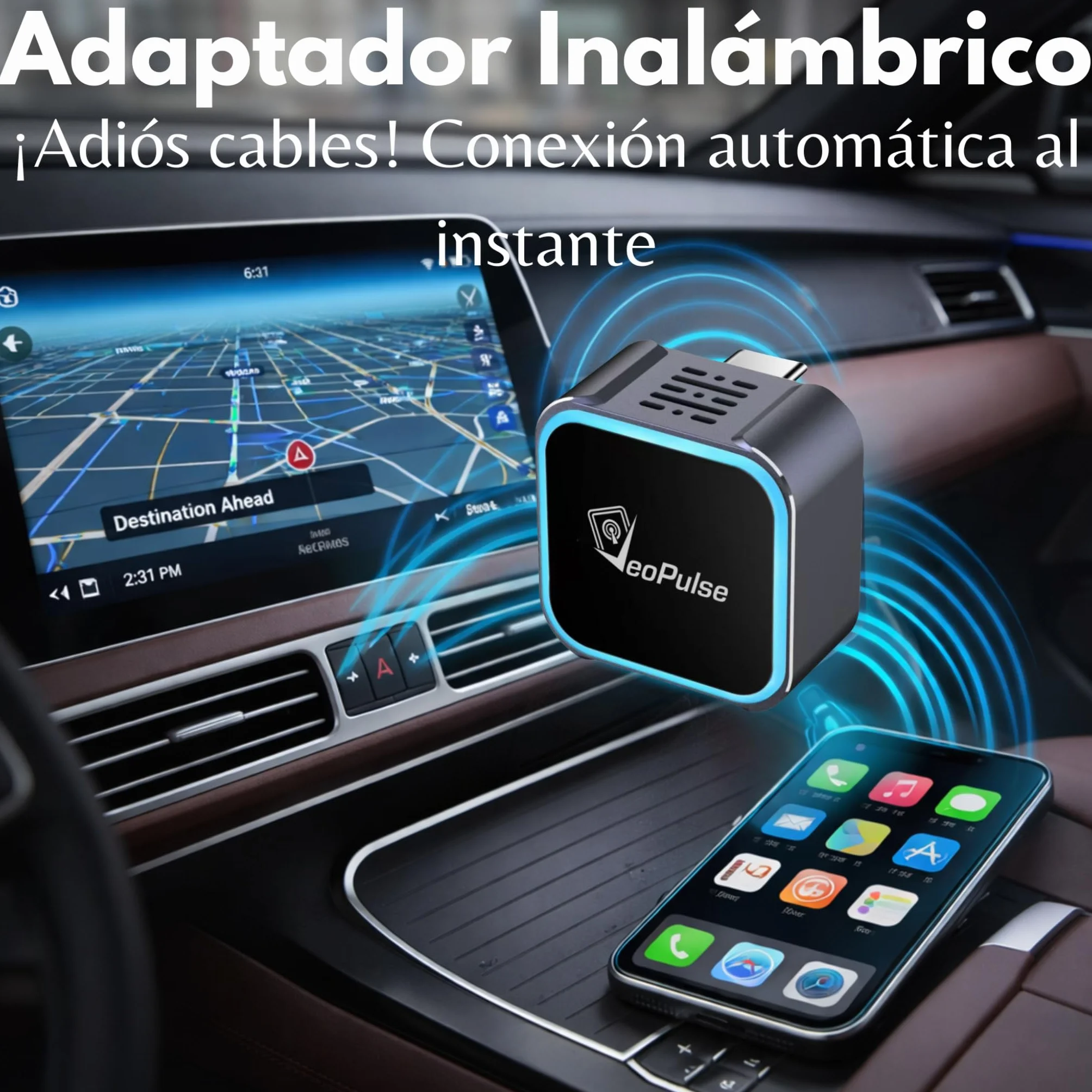 C-Pro USB-C Adaptador Inalámbrico CarPlay & Android Auto – Memoria Dual (Ideal Parejas) – Carcasa de Zinc Anti-Calentamiento – Conexión Directa y Estable