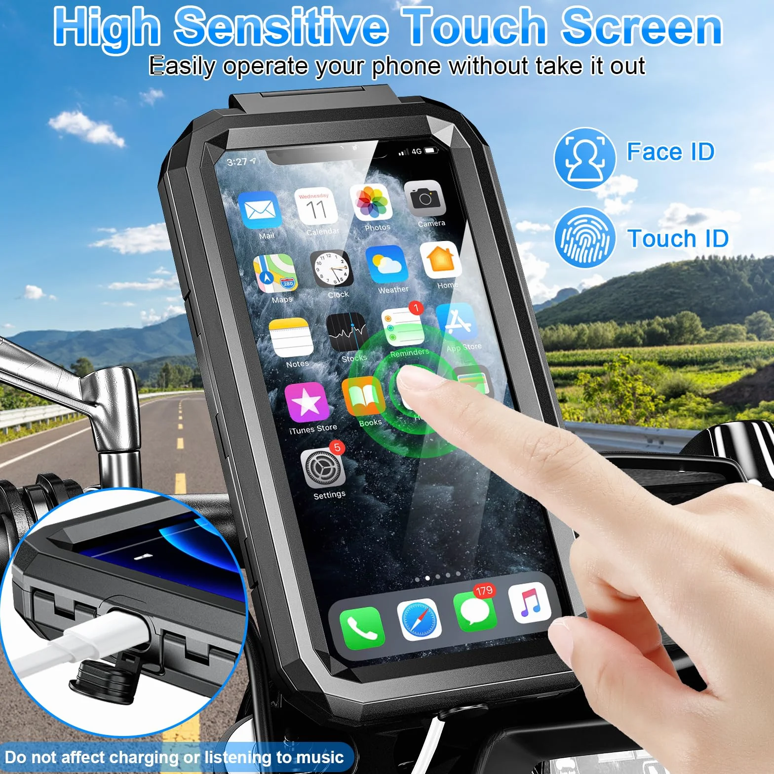 Soporte Móvil Moto Impermeable Universal 360° Rotación Porta Teléfono Bicicleta Antivibración para 5,5-7,0" Smartphones