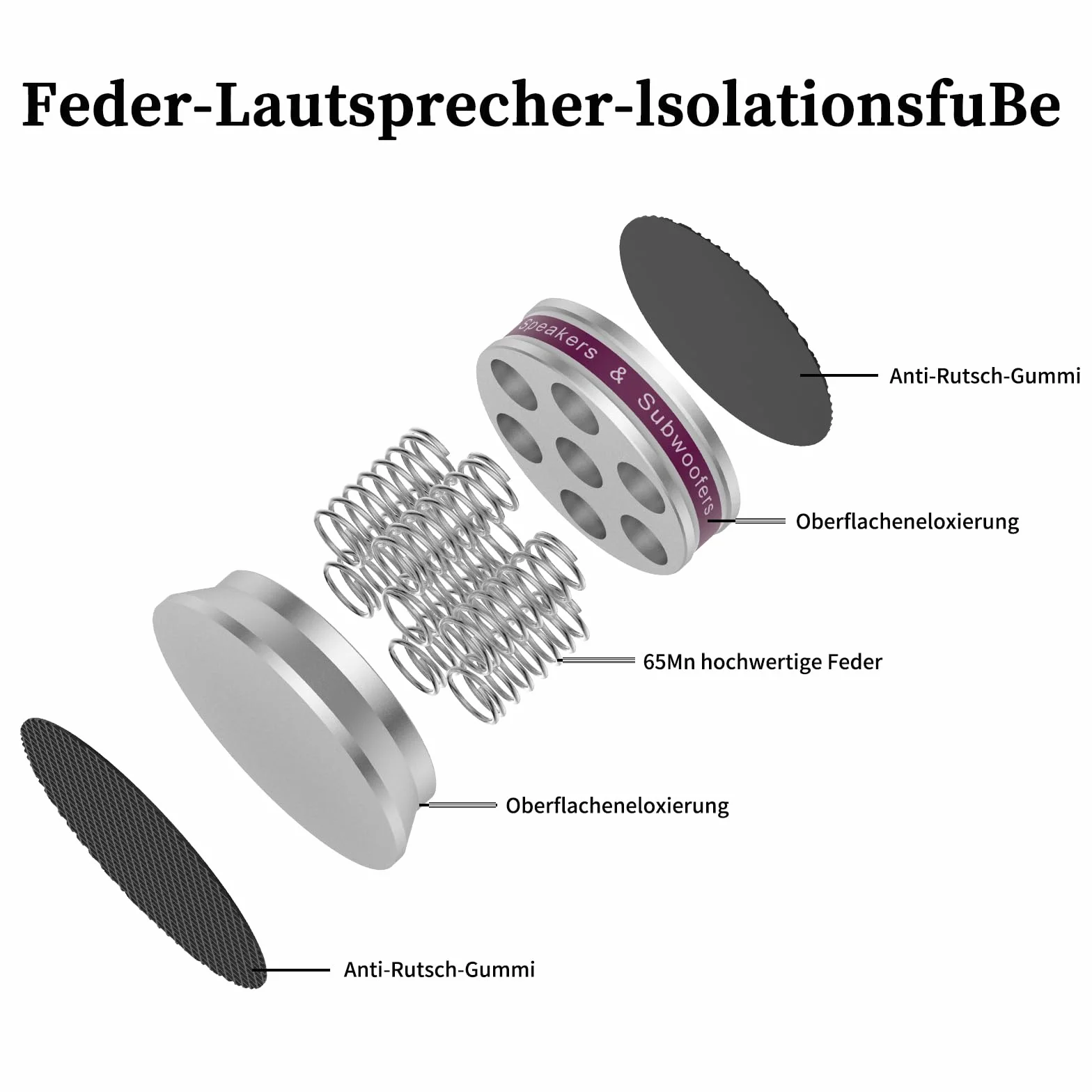 Amortiguador de altavoces 4 patas de absorción para cajas HiFi subwoofer