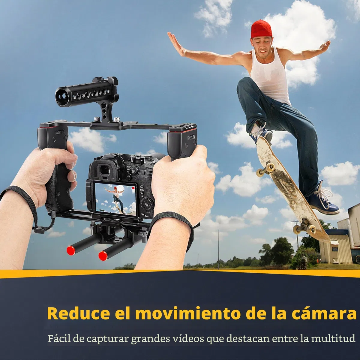 Zeadio Jaula de rig para cámara de Video, Kit de realización de películas con Mango Superior y Base Tipo Arca & Guía de Barra, Compatible con Todas Las cámaras y cámaras SLR Digitales