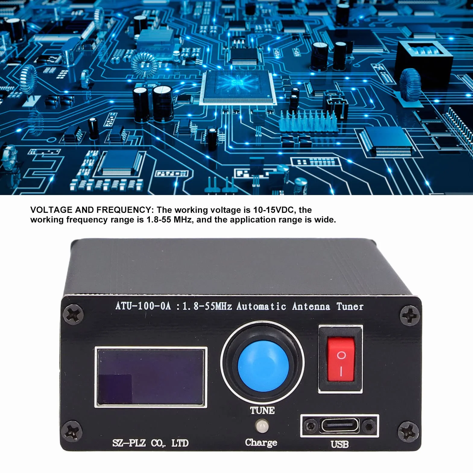 Sintonizador de Antena Automático ATU-100 EXT 1.8-55MHz por N7DDC 7x7, Sintonizador de Antena de Onda Corta de Código Abierto con Carcasa de Metal Ensamblada para Sintonización Automática