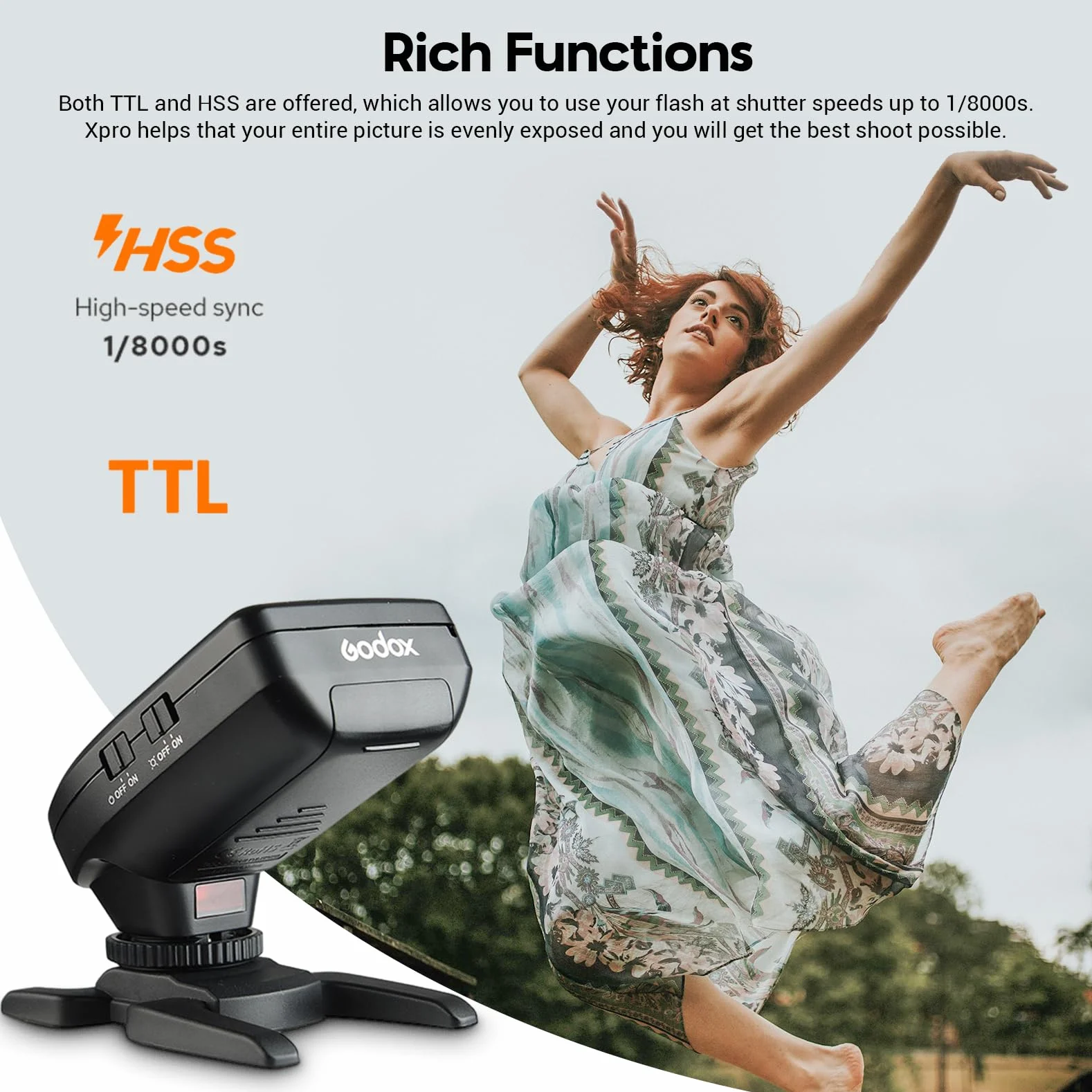Godox Xpro-C Flash Transmisor Trigger Inalámbrico para Canon Cámara, 2.4G Inalámbrico X Sistema, HSS 1/8000s Pantalla Grande Diseño Inclinado 5 Botones para Canon EOS Cámara