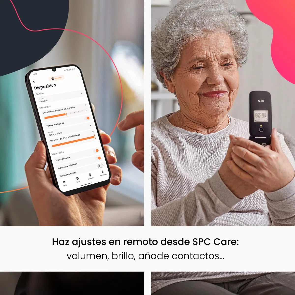 SPC Polaris - Teléfono 4G para Mayores con Teclas Grandes y botón SOS | Compatible con App gestión remota SPC Care (iOS & Android), localización GPS y alertas de Seguridad | Negro